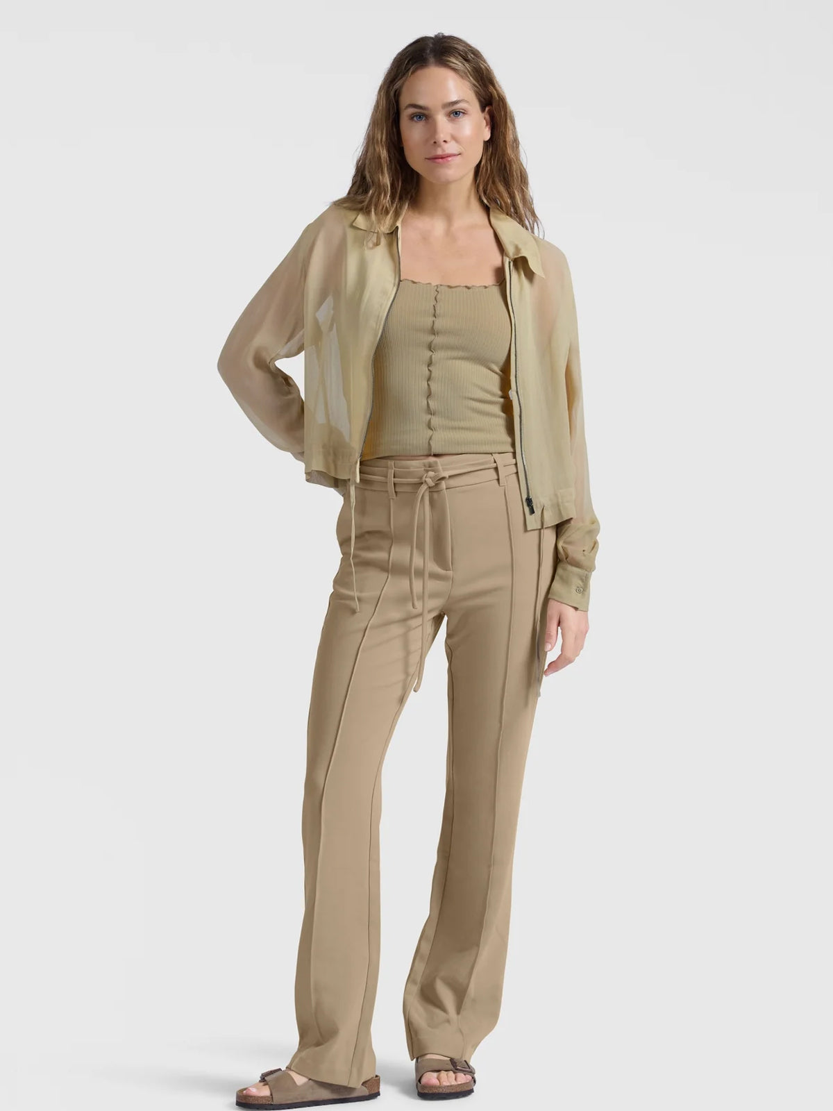 YAYA Lightweight Blouse Jacket With Zipper Soft Green