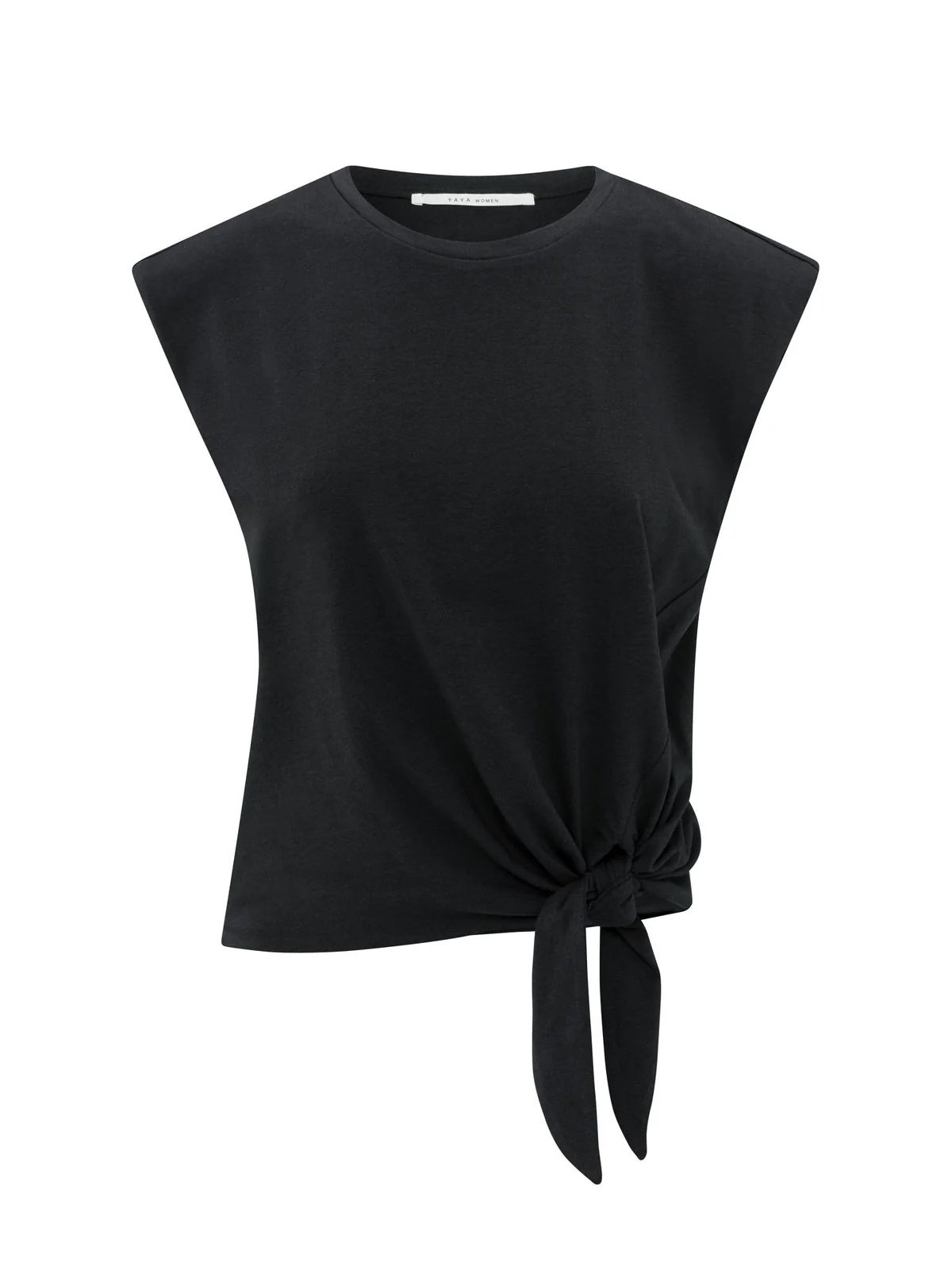 Yaya Sleeveless Top with Knot Detail Washed Black