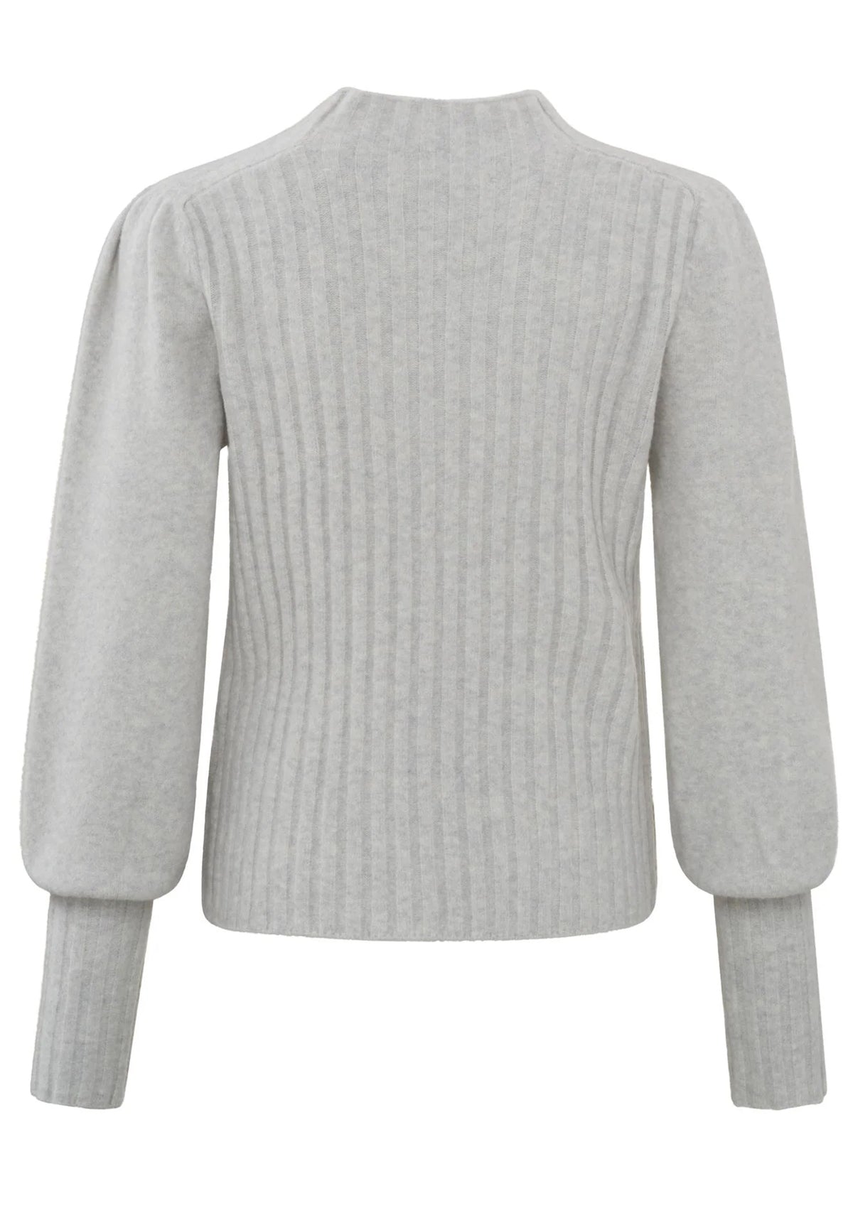 YAYA Ribbed Crewneck Sweater Grey Melange