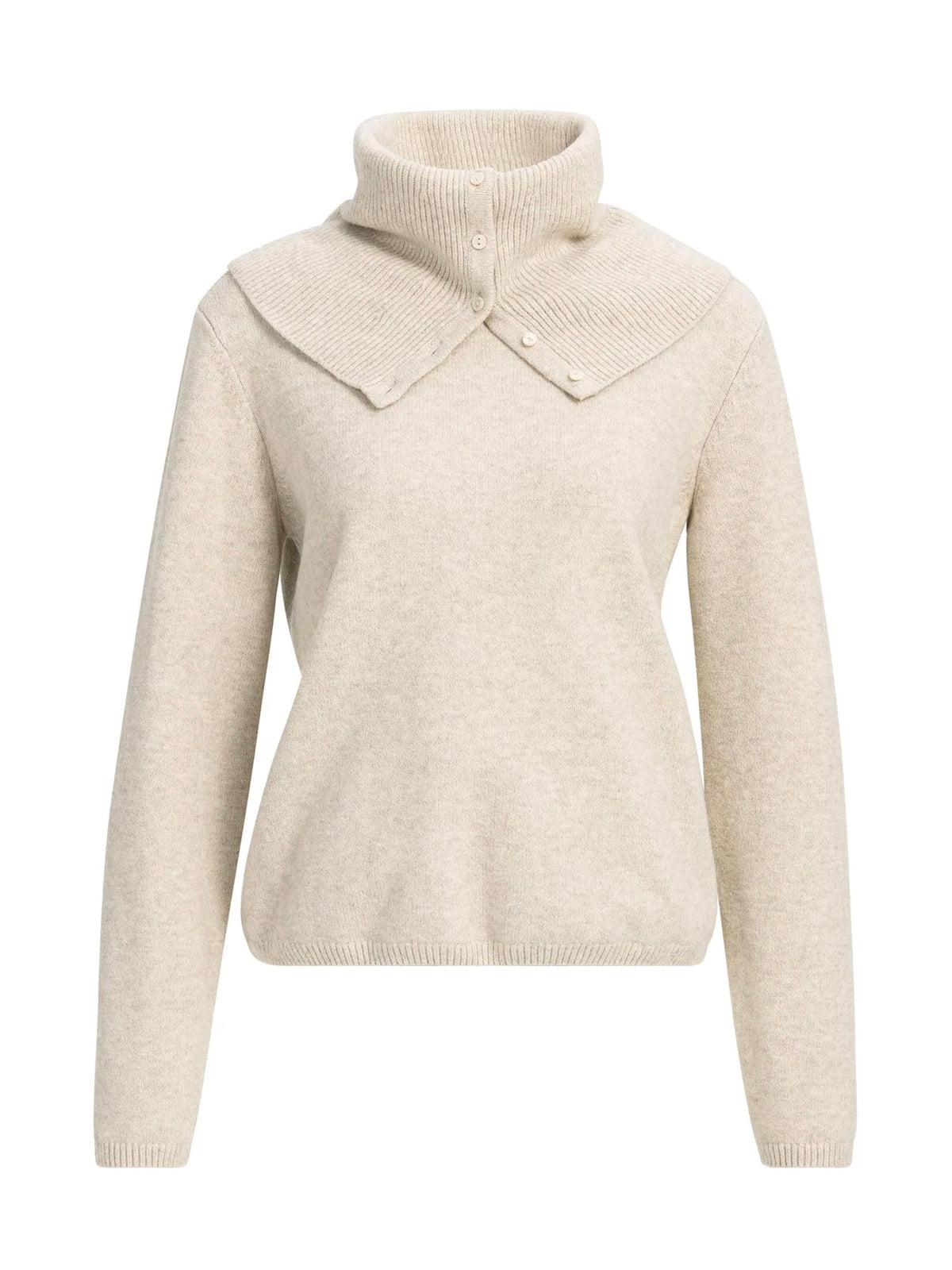 YAYA Sweater With Detachable Turtleneck Collar Beige