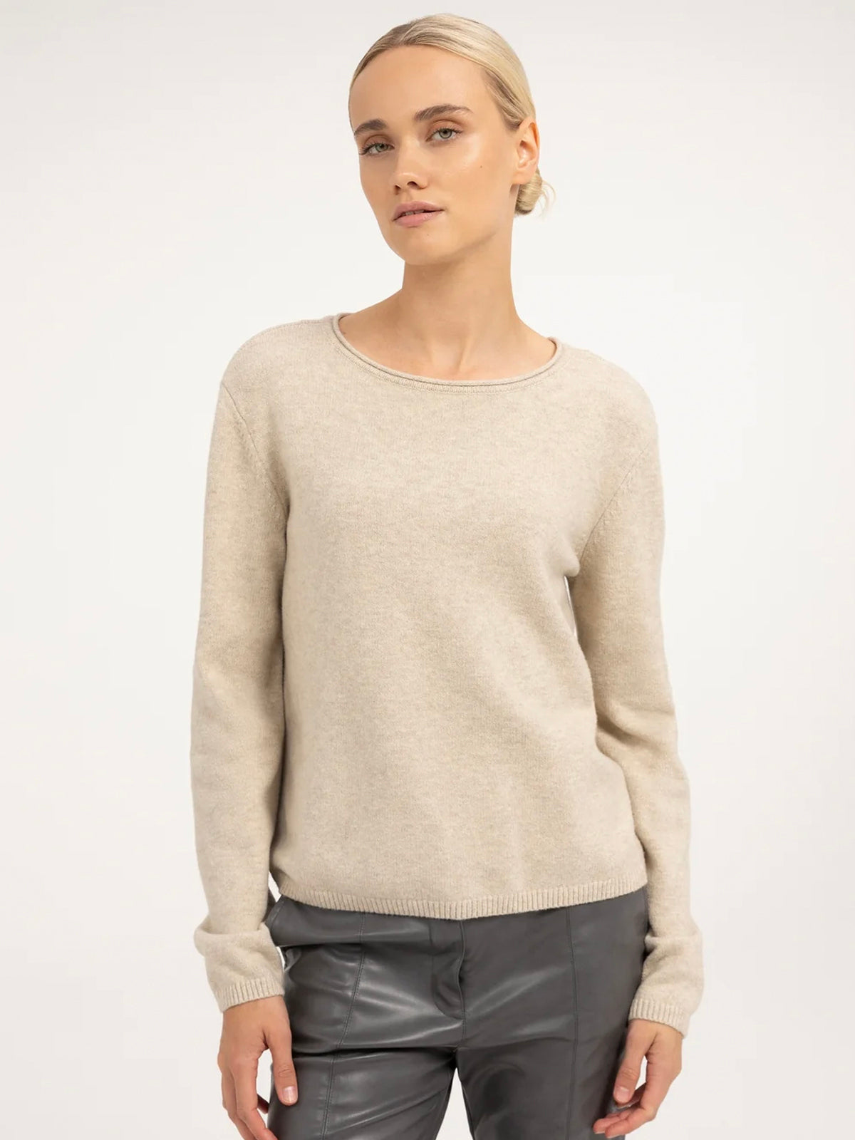 YAYA Sweater With Detachable Turtleneck Collar Beige