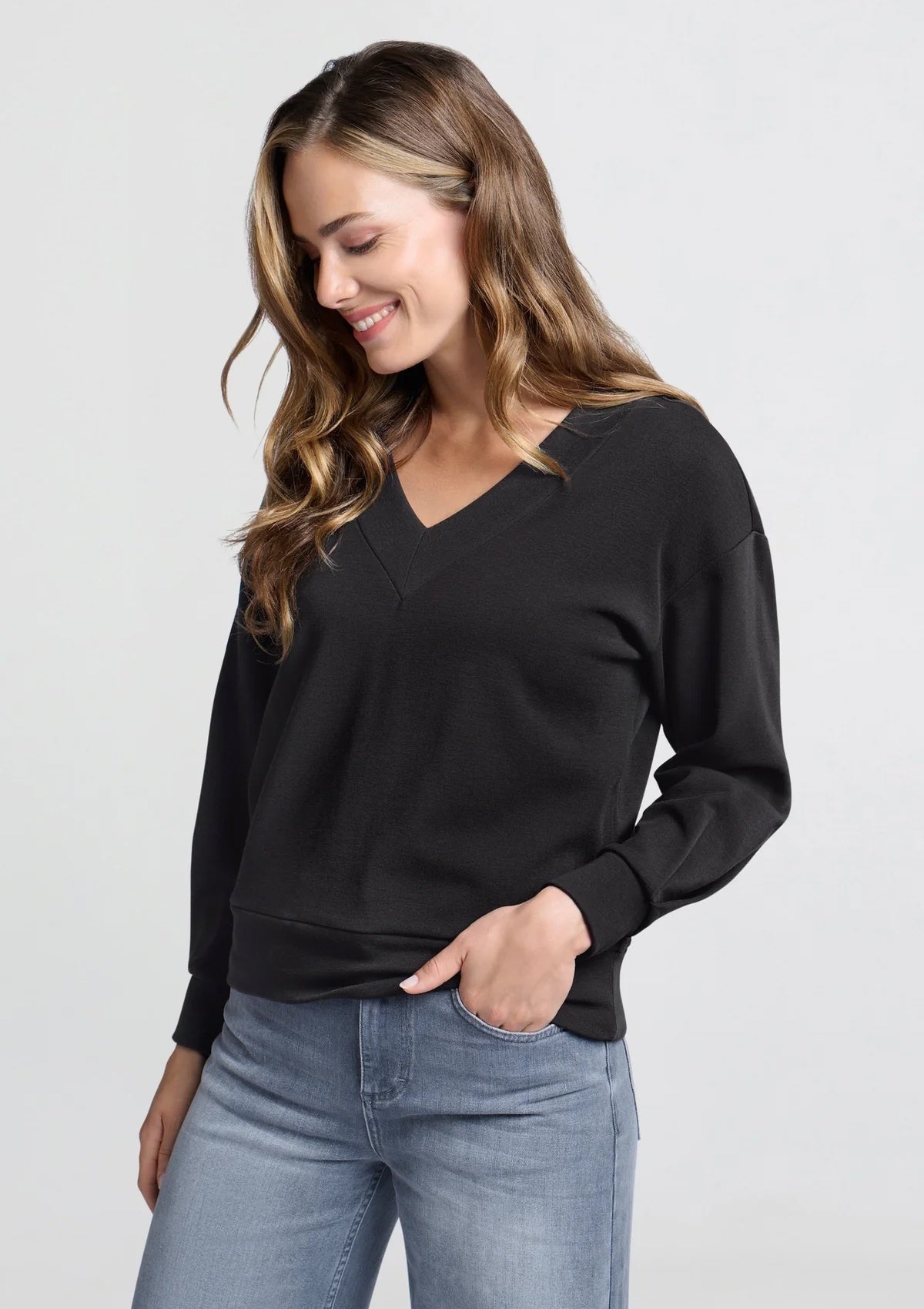 YAYA V-Neck Sweater Anthracite