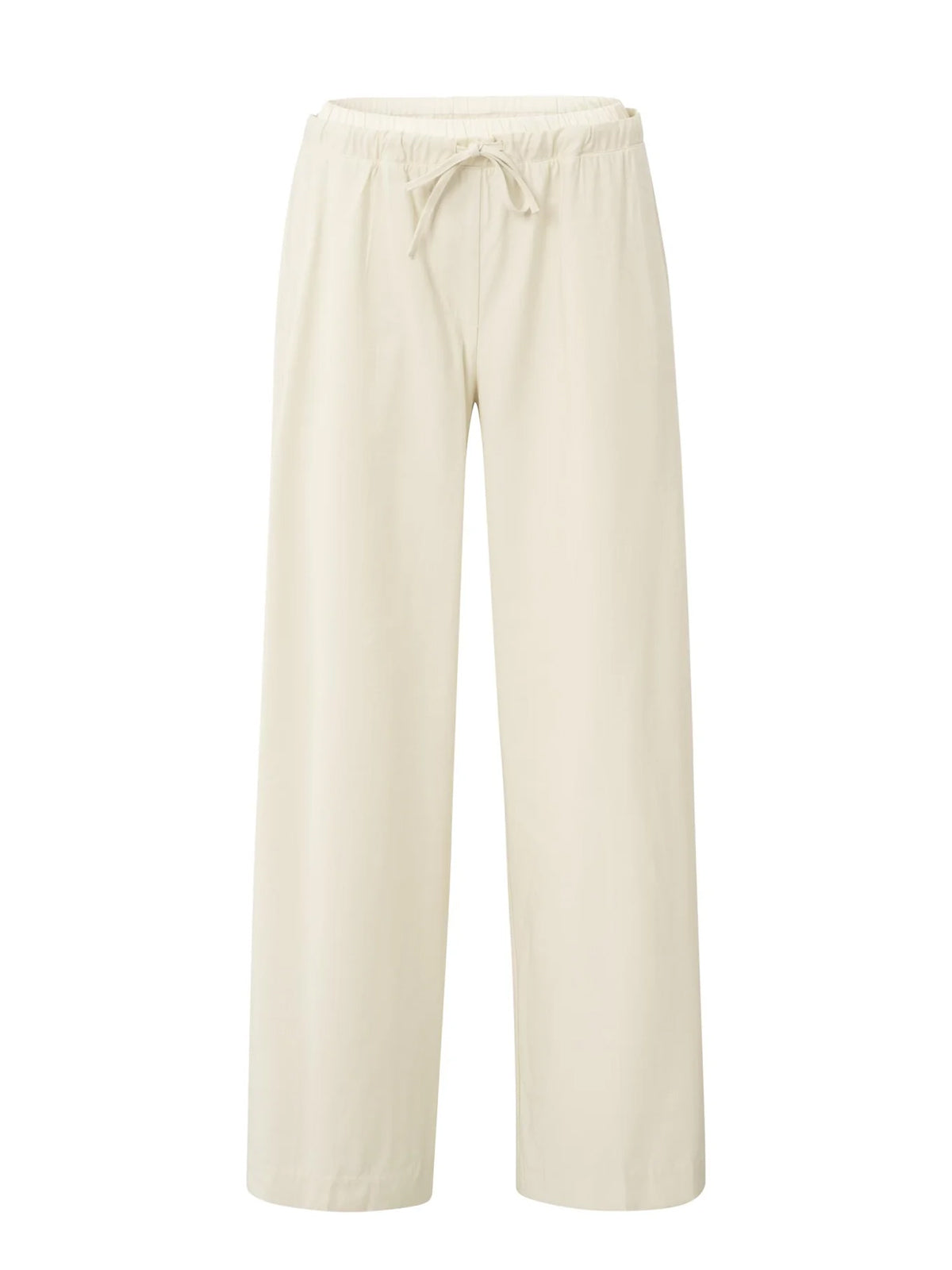 Yaya Woven Wide Leg Trousers With Satin Waistband