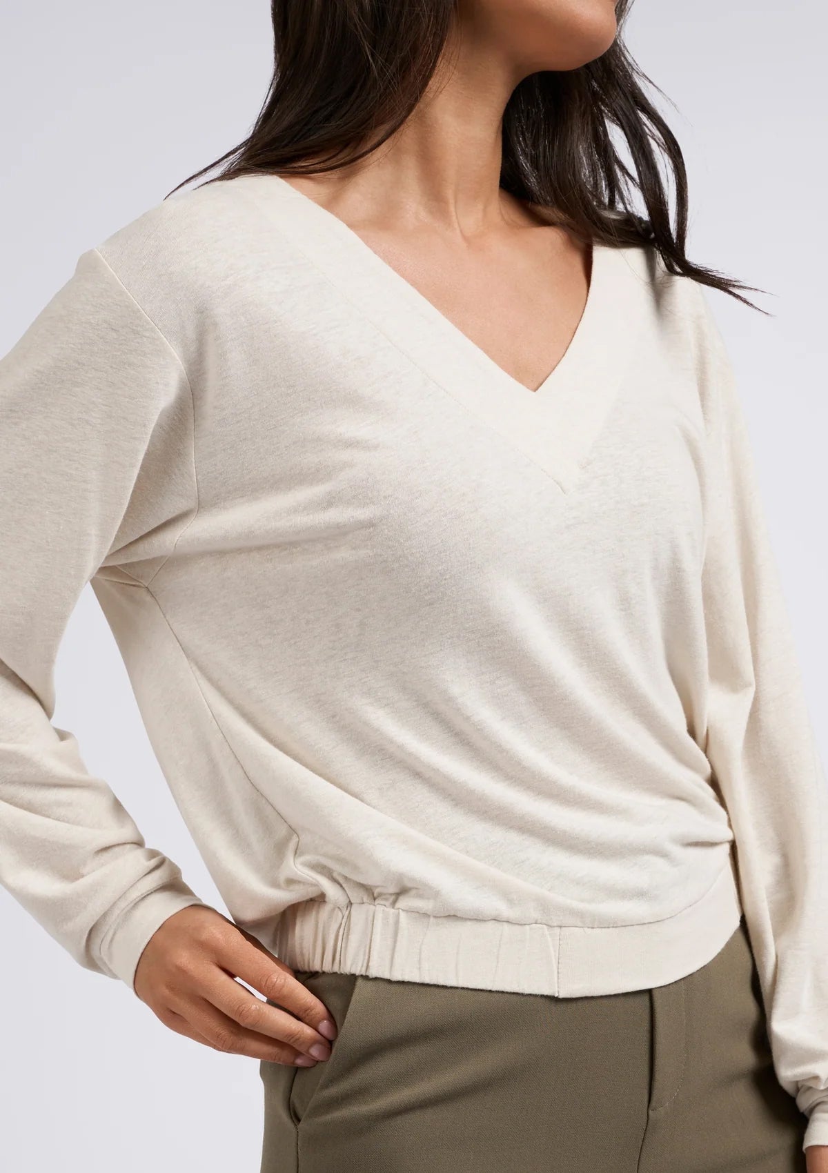 Yaya Beige Top With Elastic Waist