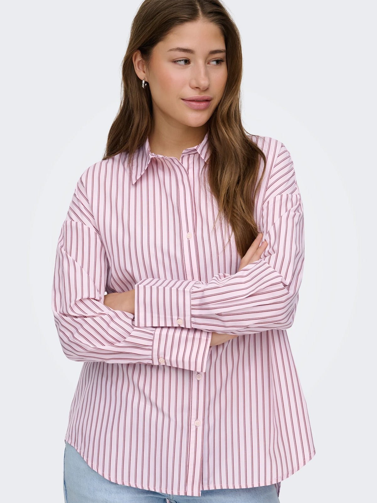 Alva Stripe Shirt Pink - Glebe Fashion