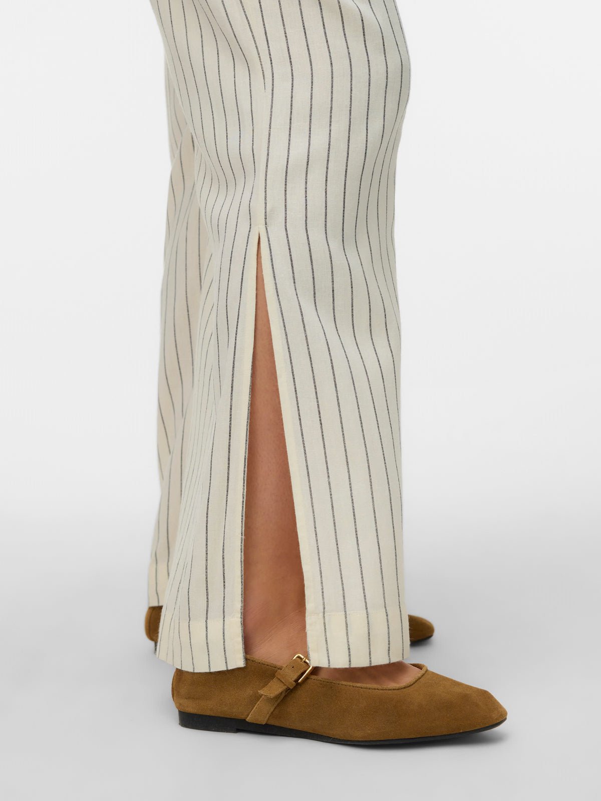 AWARE Stripe Wide Leg Trousers Soft White - Glebe Fashion