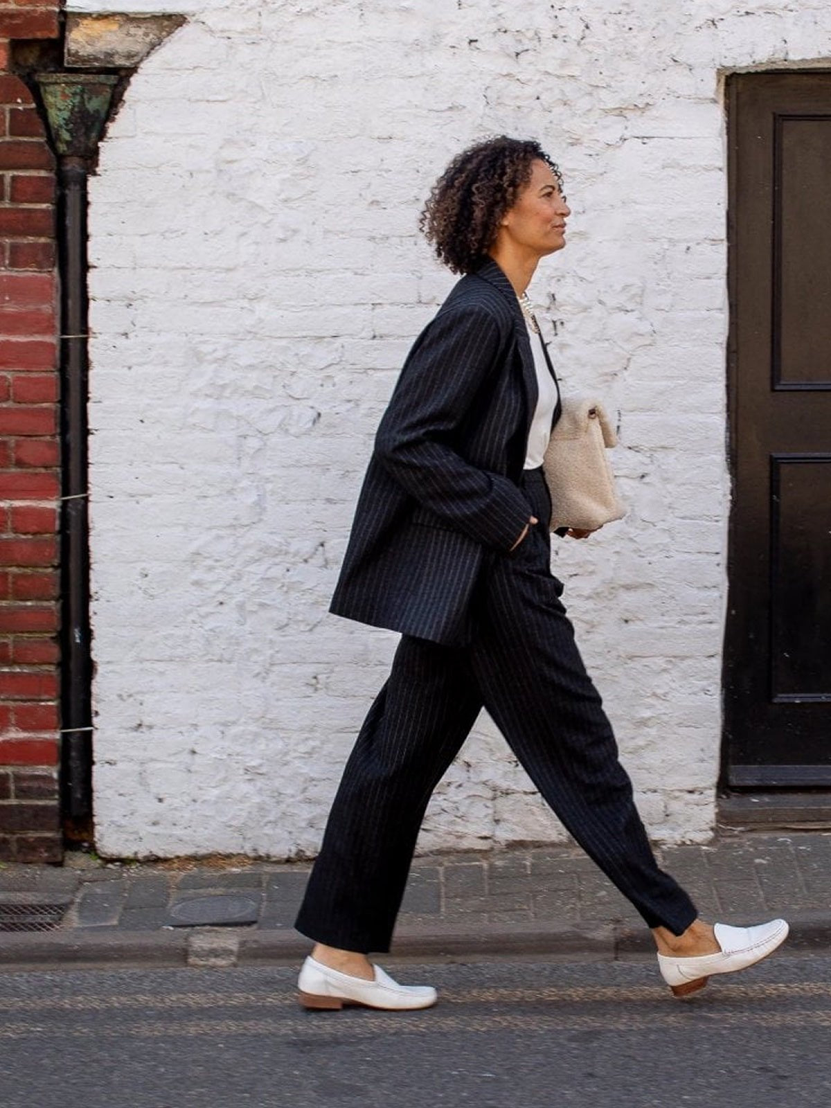 Chalk Drew Blazer Dark Charcoal Pinstripe - Glebe Fashion