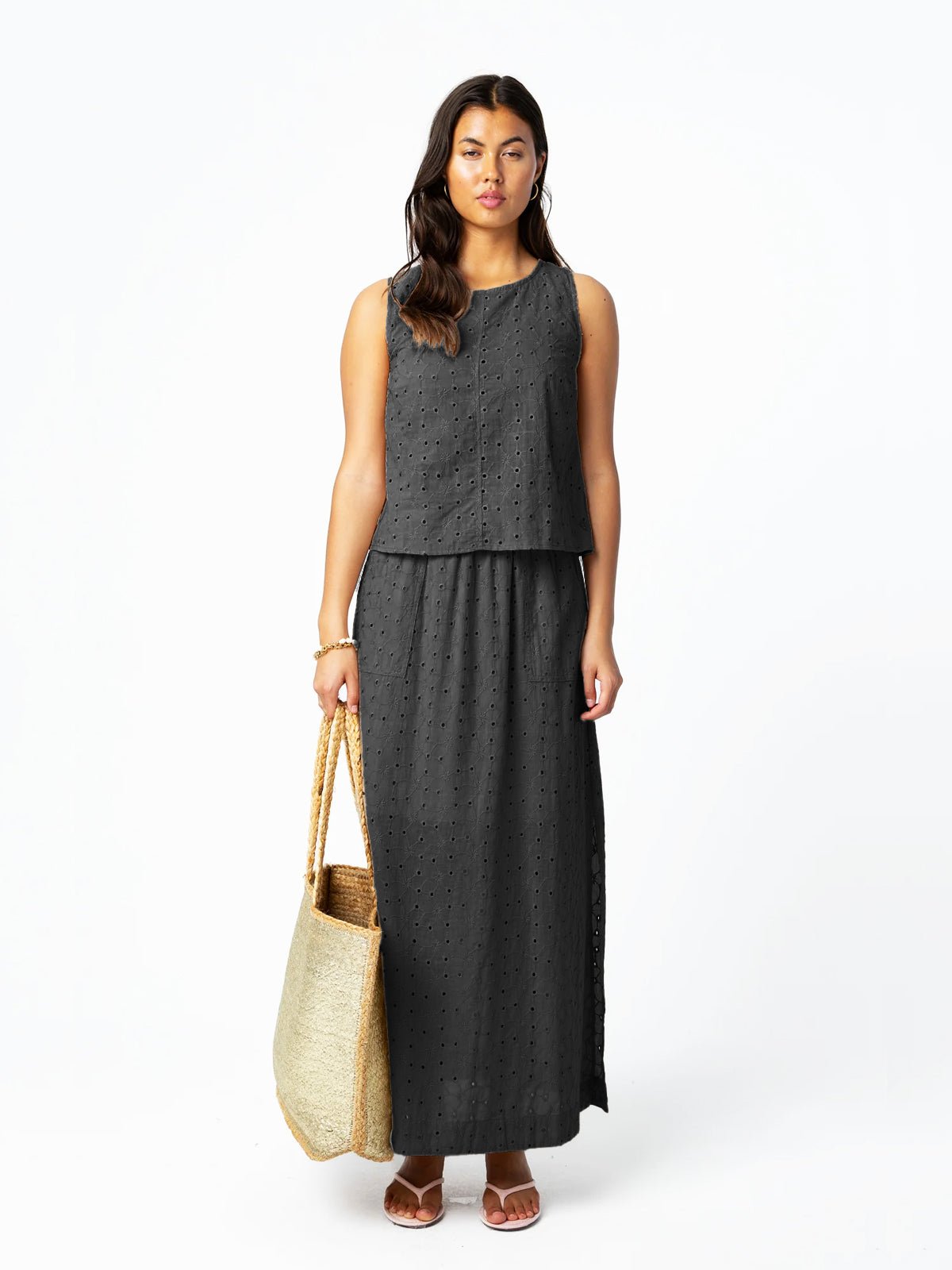 Coster Copenhagen Broderie Anglaise Top Black - Glebe Fashion