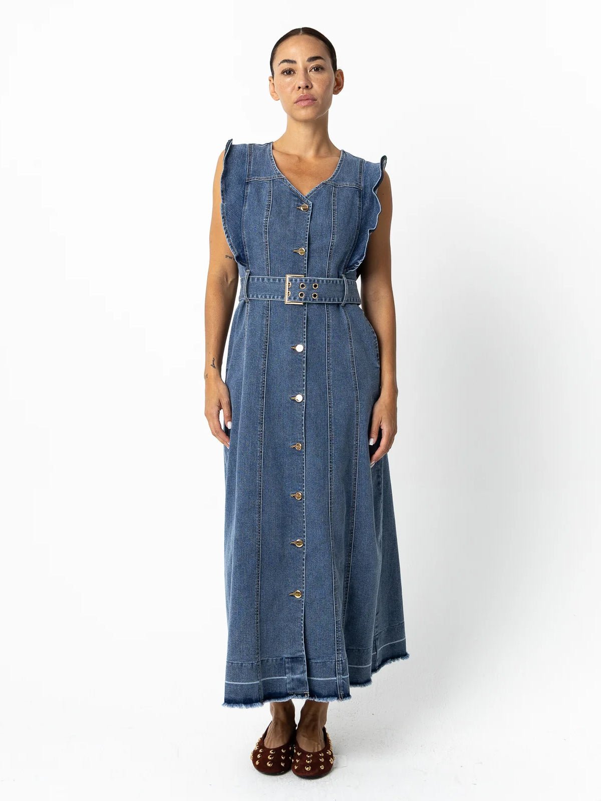 Coster Copenhagen Denim Dress Light Blue - Glebe Fashion