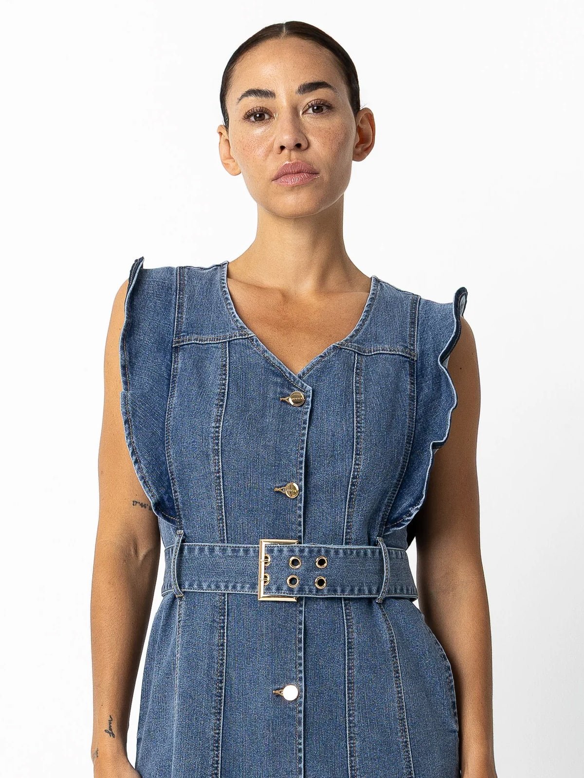 Coster Copenhagen Denim Dress Light Blue - Glebe Fashion
