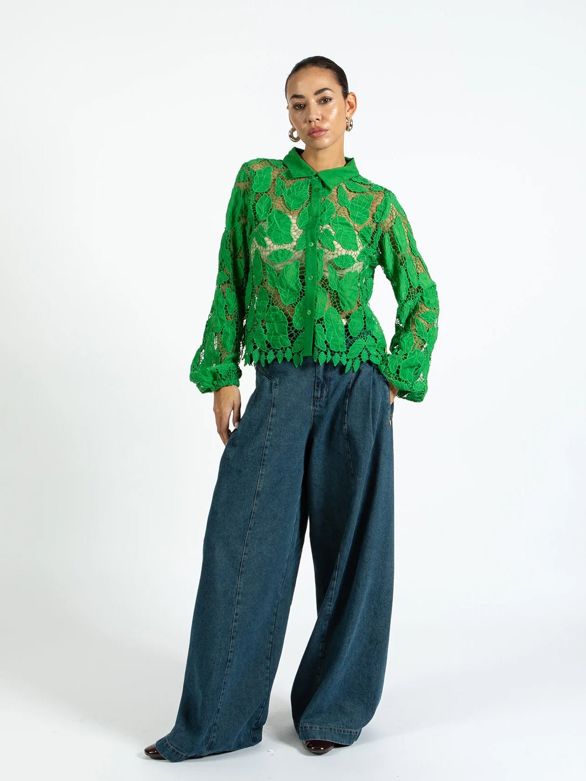 Coster Copenhagen Lace Shirt Lush Green - Glebe Fashion