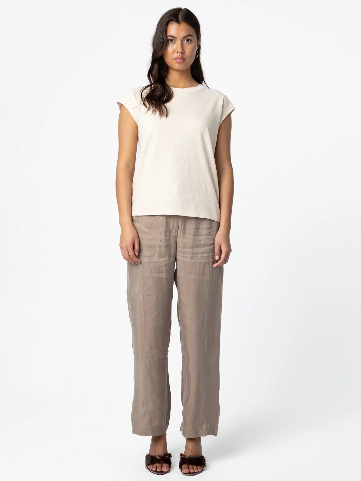 Coster Copenhagen Loose Pants In Lyocell Moon Rock - Glebe Fashion