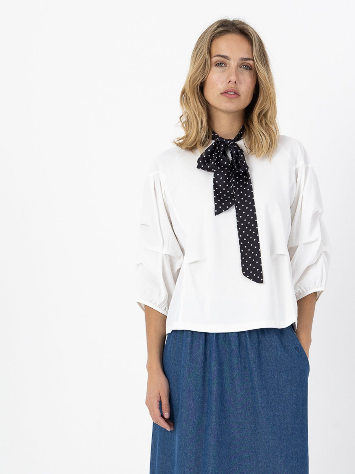 Coster Copenhagen Mix Puff Sleeve Blouse White - Glebe Fashion