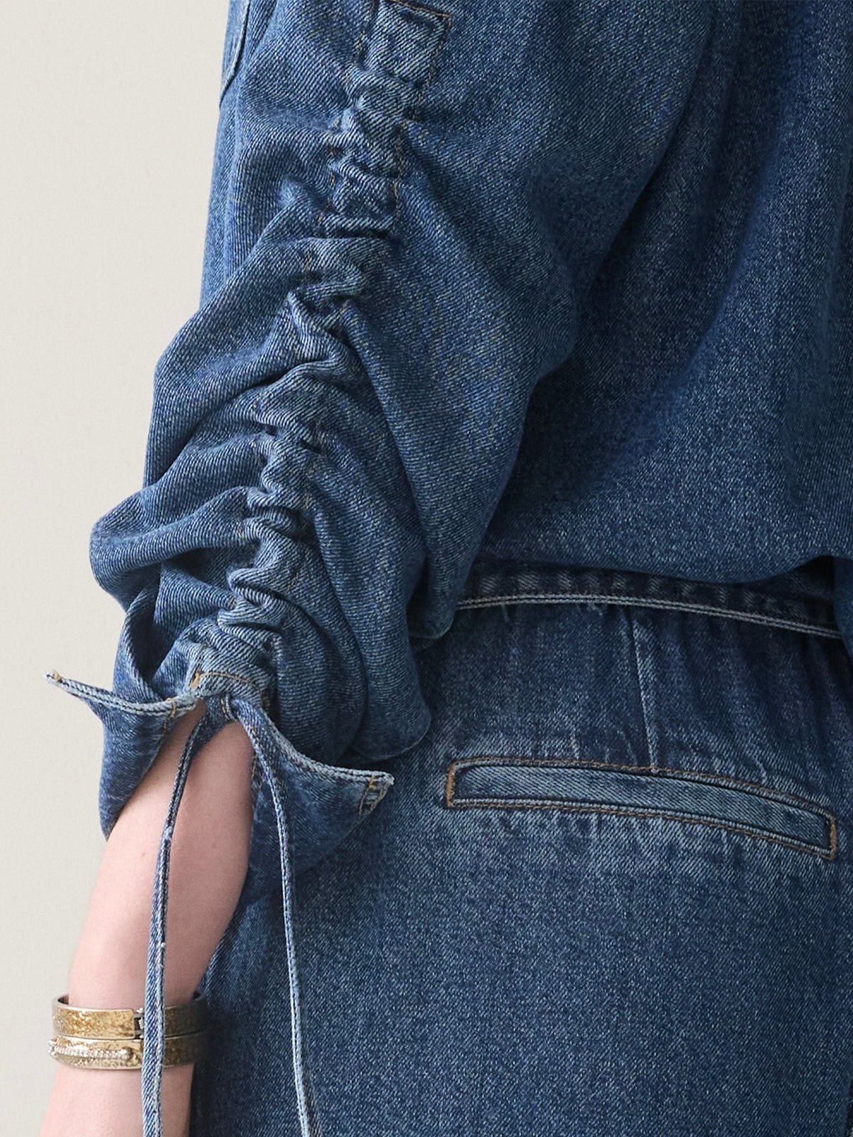 Denim Blouse With Boyfriend Fit - Glebe Fashion