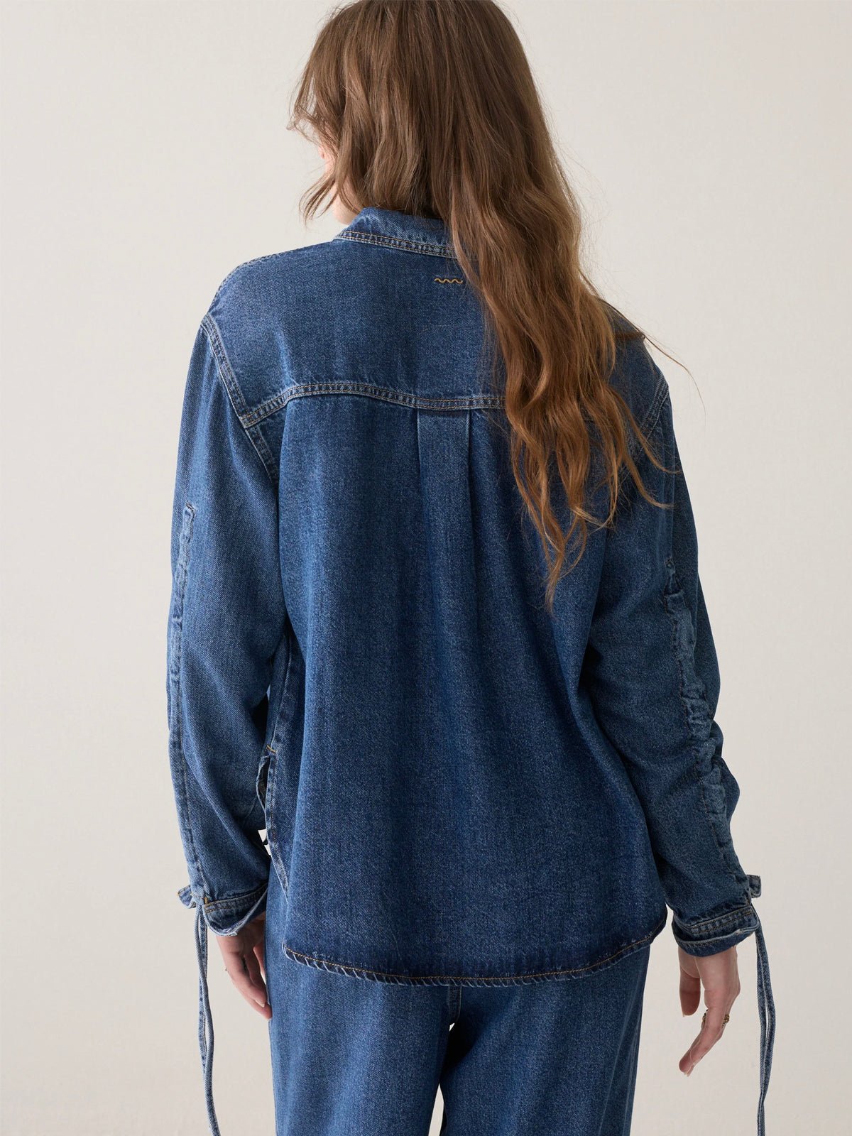 Denim Blouse With Boyfriend Fit - Glebe Fashion