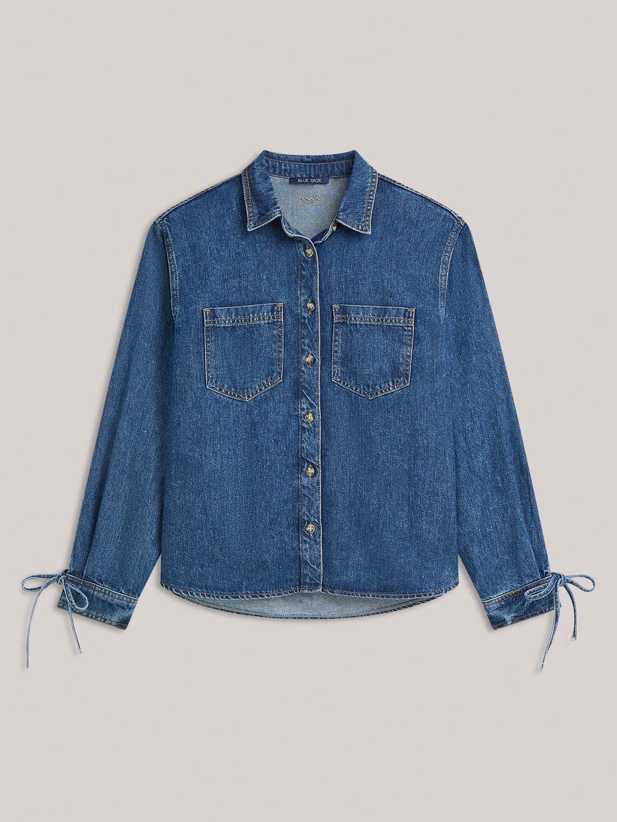Denim Blouse With Boyfriend Fit - Glebe Fashion