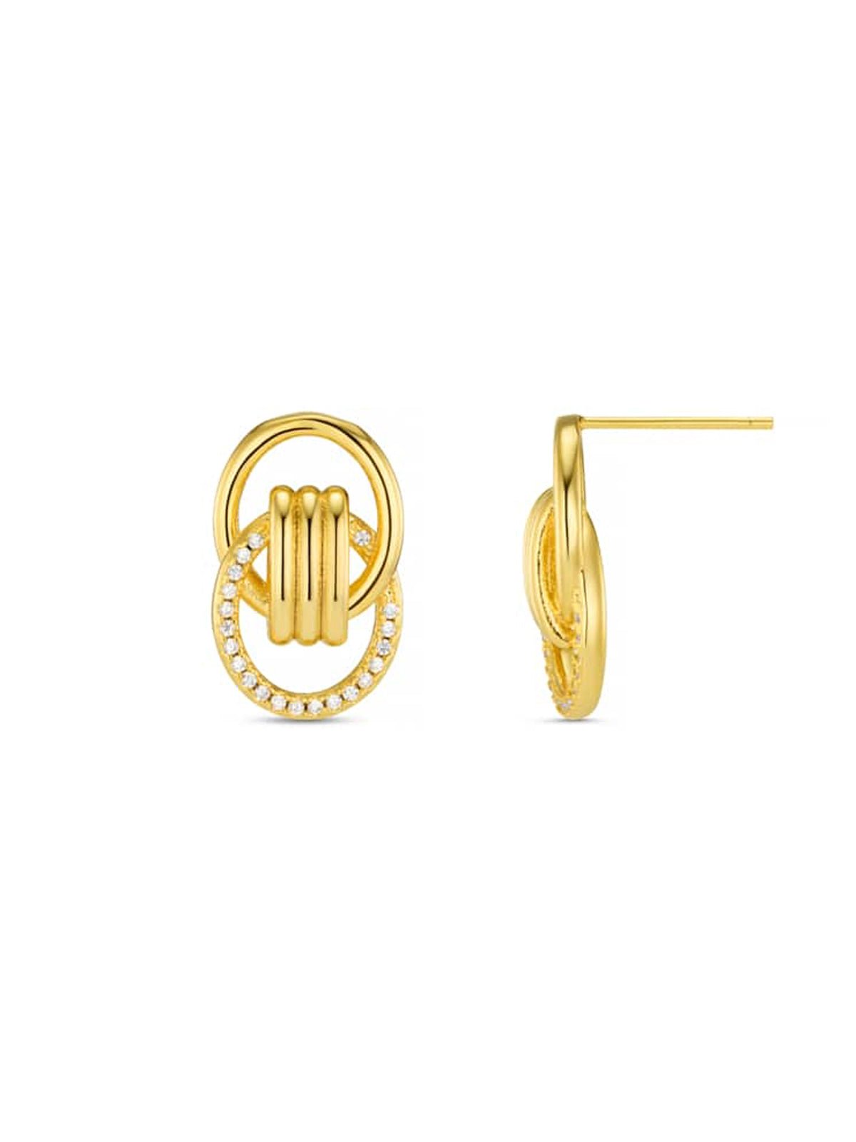 Fine Interlocking Pave Stud Earrings - Glebe Fashion