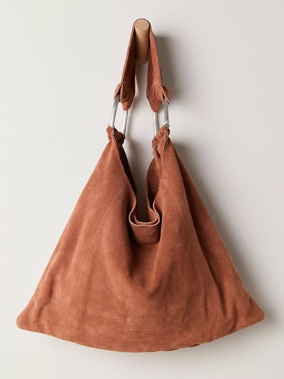 Free People Suede Slouch Bag Saddle Brown - Glebe Fashion