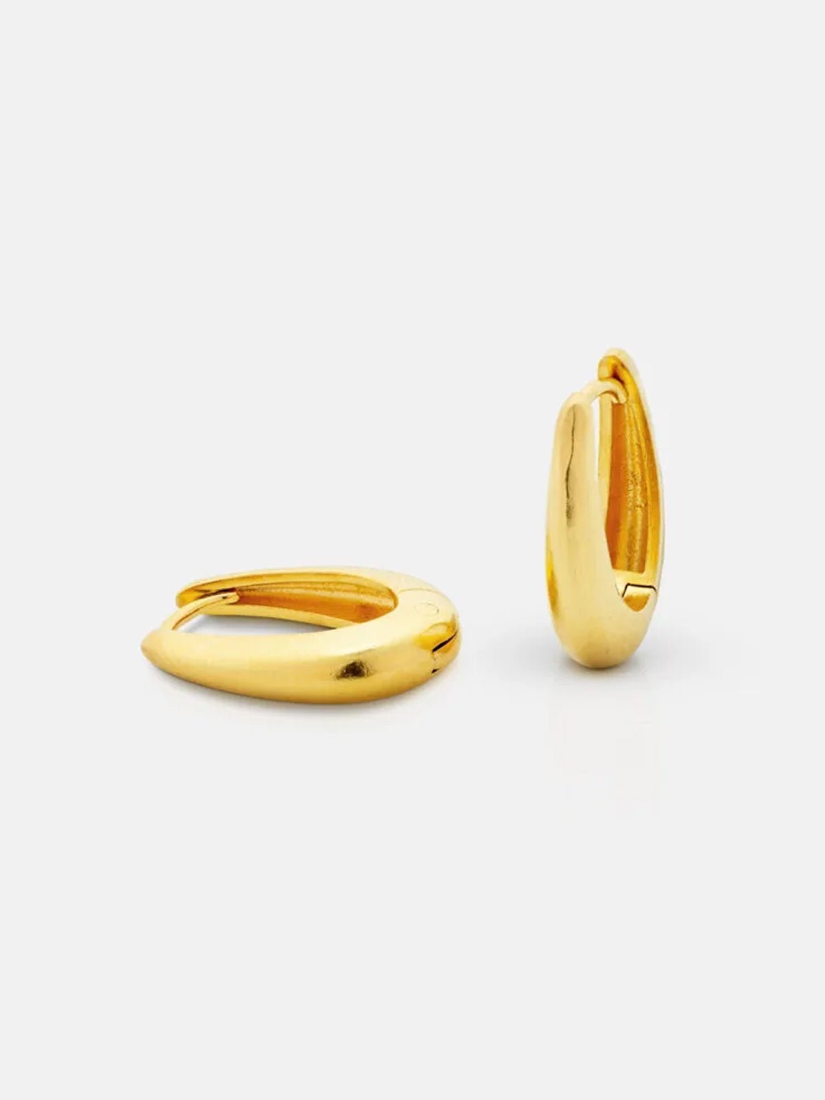 Gold Sculpt Oval Hoops - Glebe Fashion