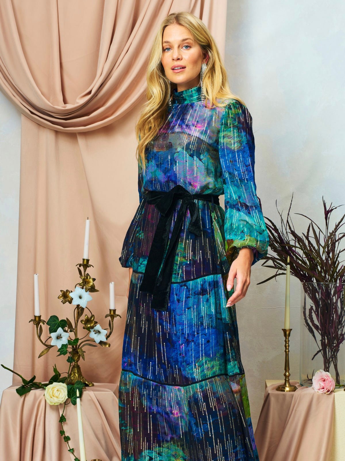 Hope And Ivy The Jadene High Neck Midi Dress - Glebe Fashion