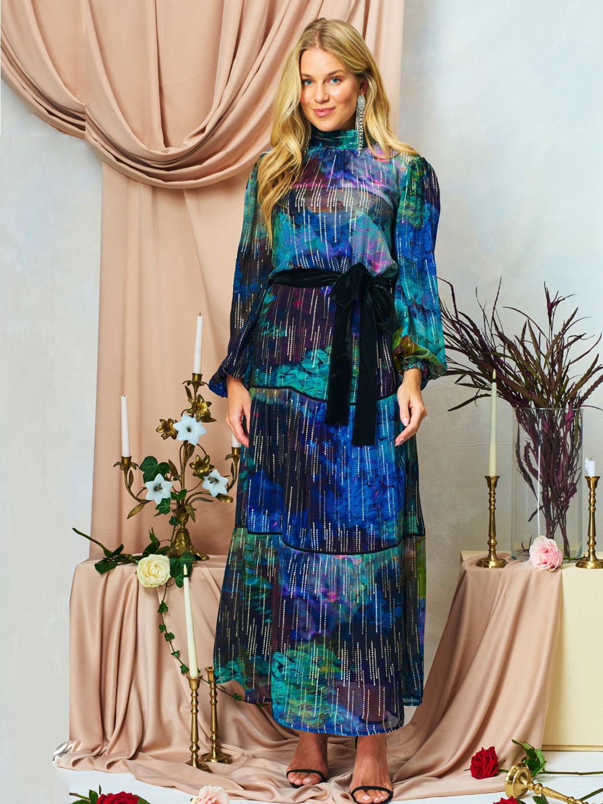 Hope And Ivy The Jadene High Neck Midi Dress - Glebe Fashion