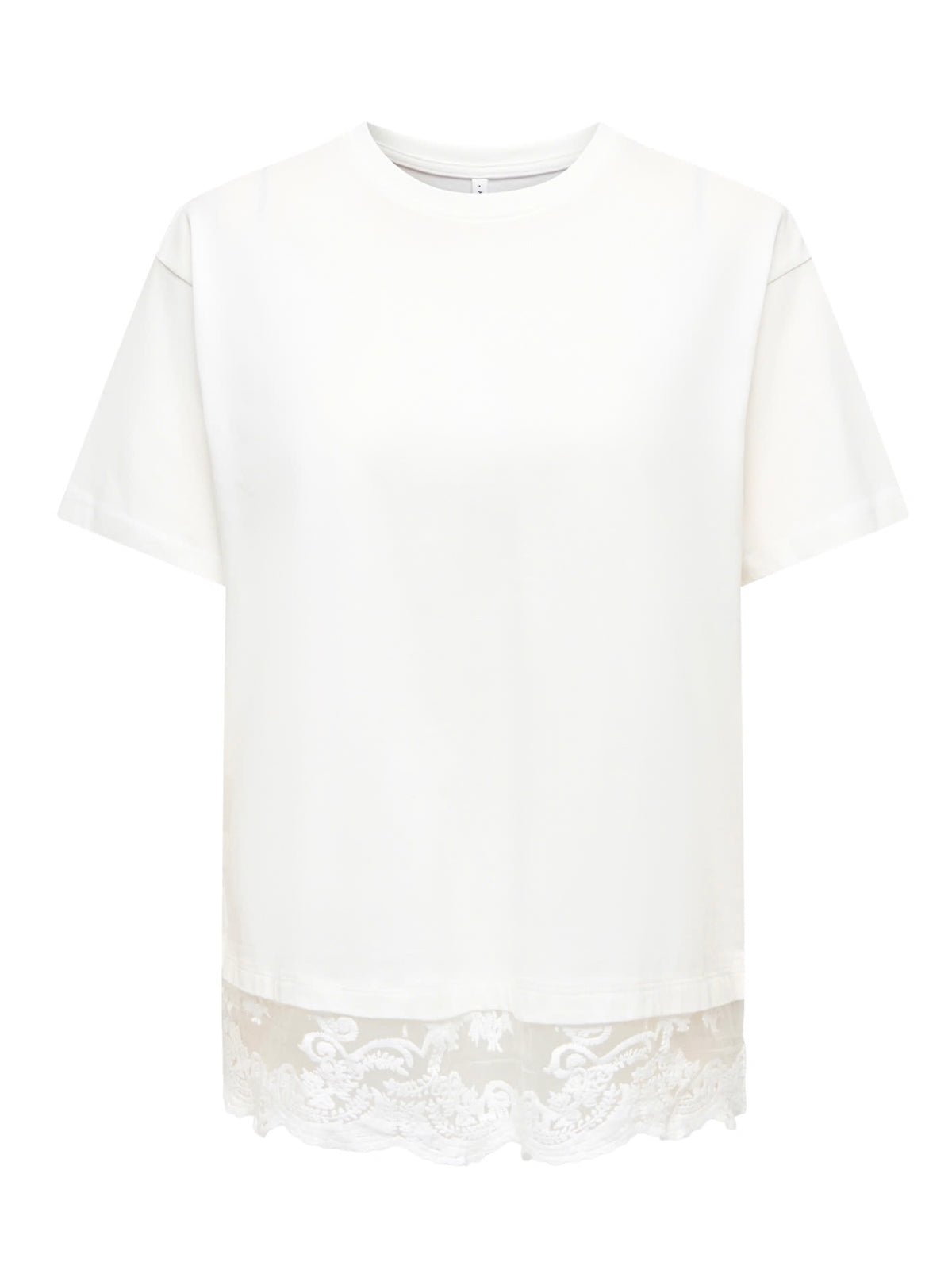 Lace Trim T-Shirt White - Glebe Fashion