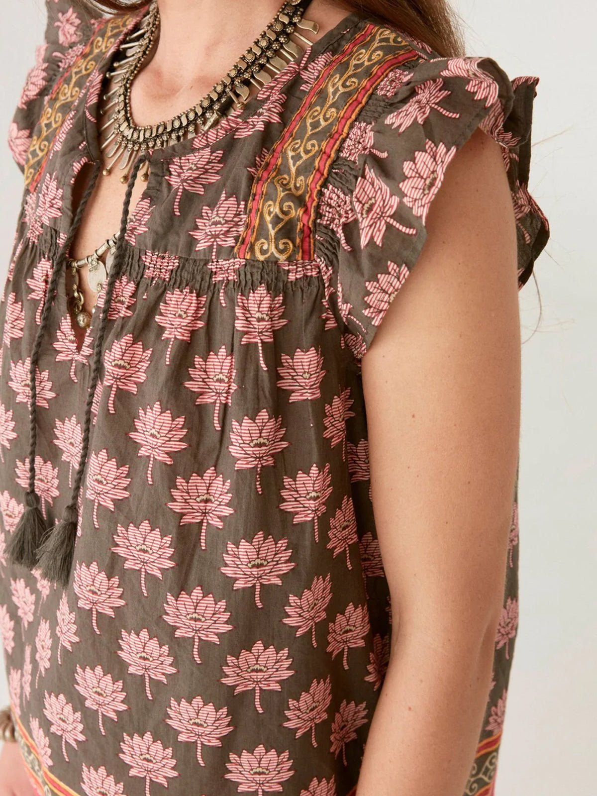 Maison Hotel Charlize Blouse Lotus Mondrian - Glebe Fashion