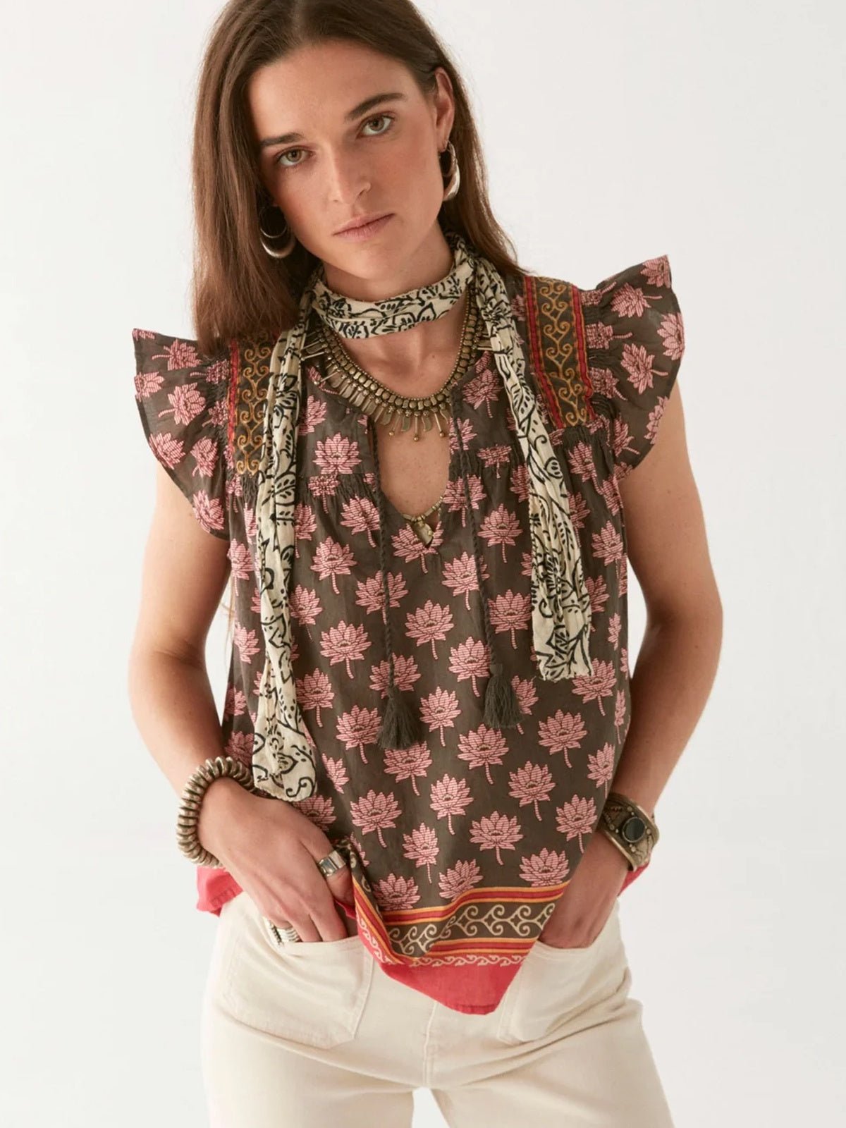 Maison Hotel Charlize Blouse Lotus Mondrian - Glebe Fashion