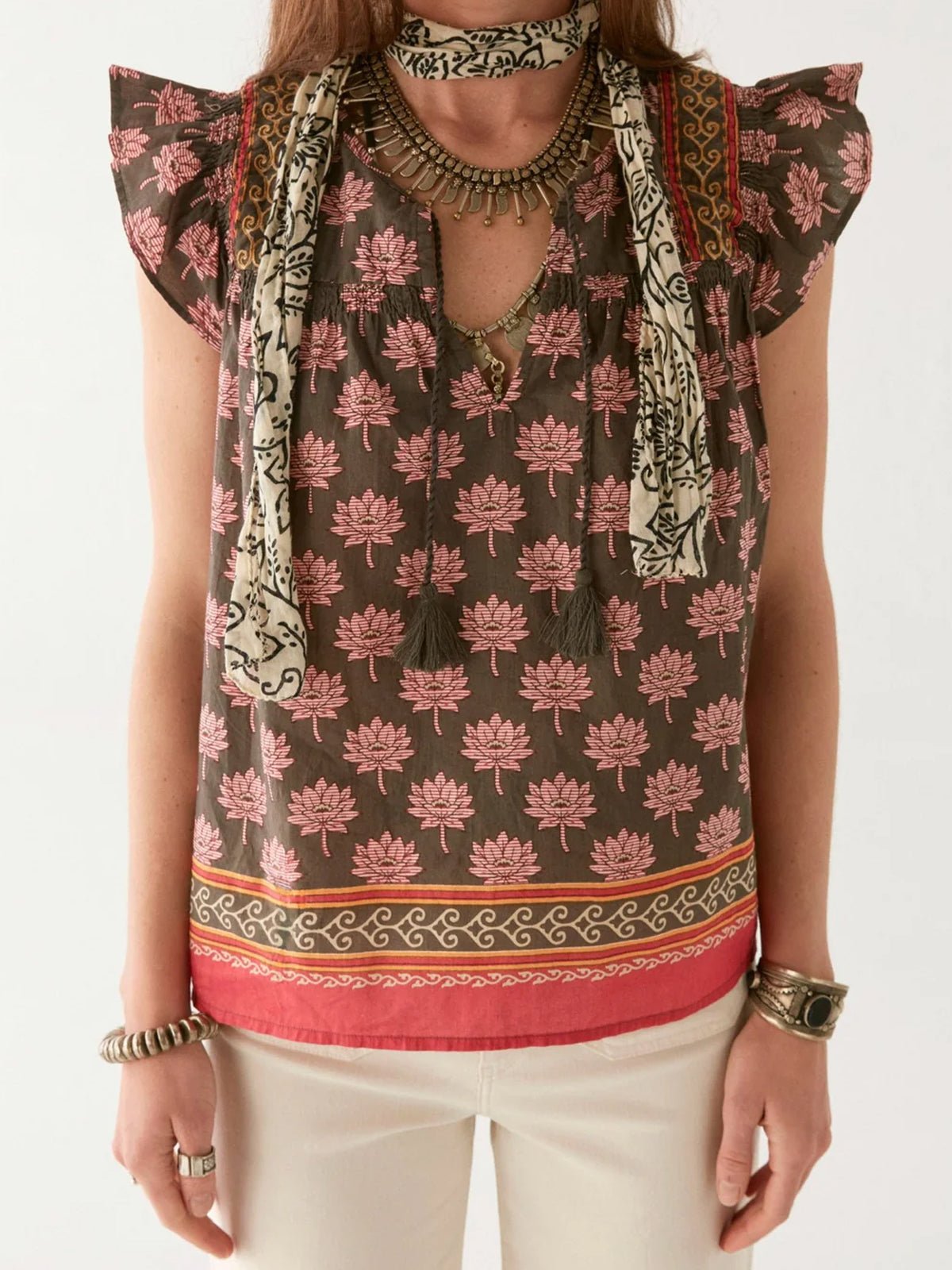 Maison Hotel Charlize Blouse Lotus Mondrian - Glebe Fashion