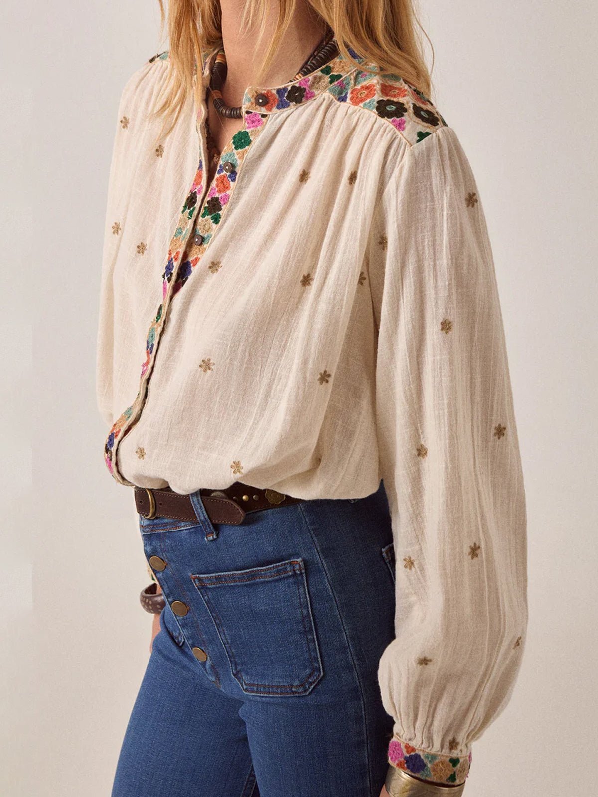 Maison Hotel Cleo Blouse Udaipur Off White - Glebe Fashion