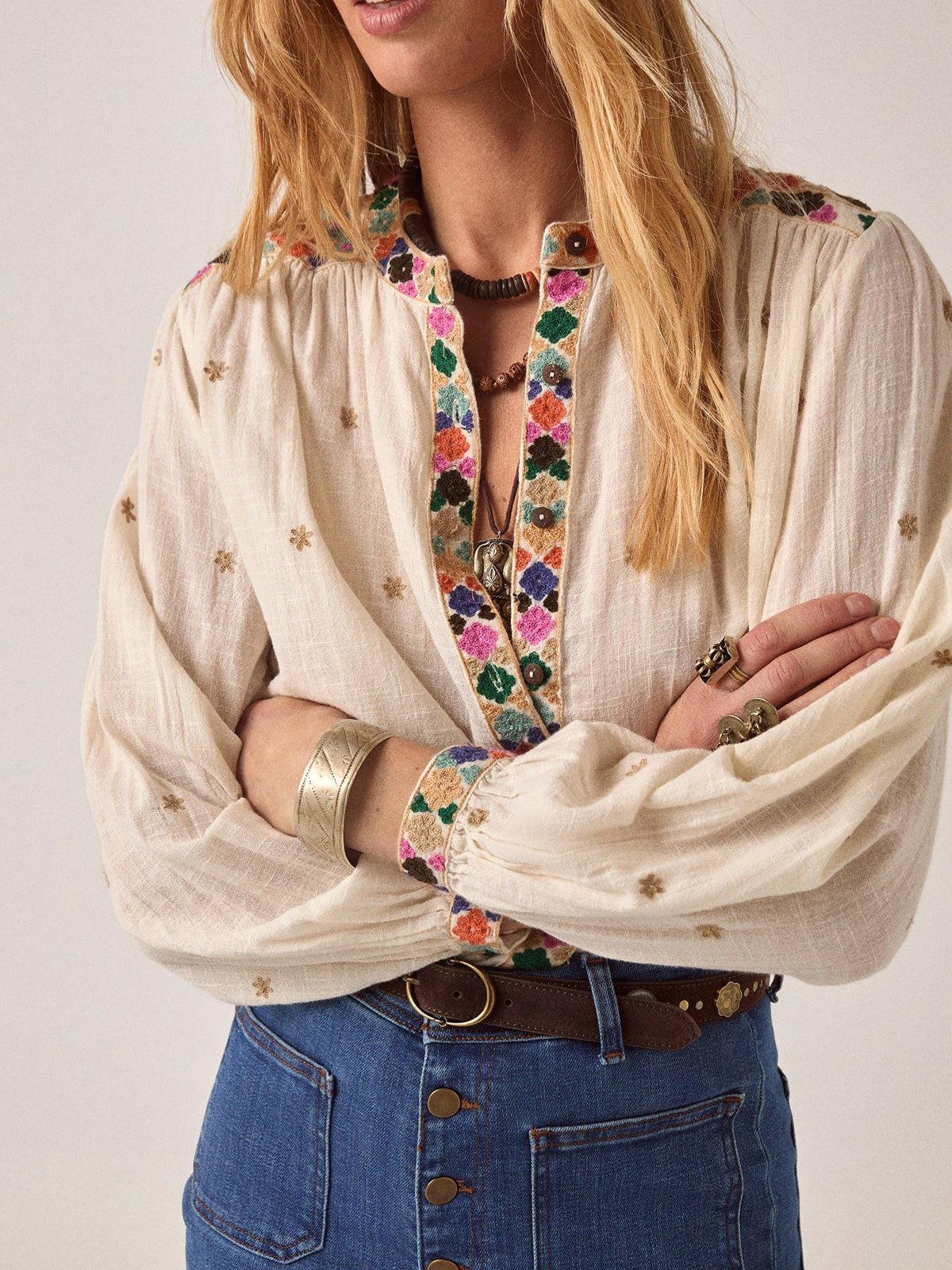 Maison Hotel Cleo Blouse Udaipur Off White - Glebe Fashion