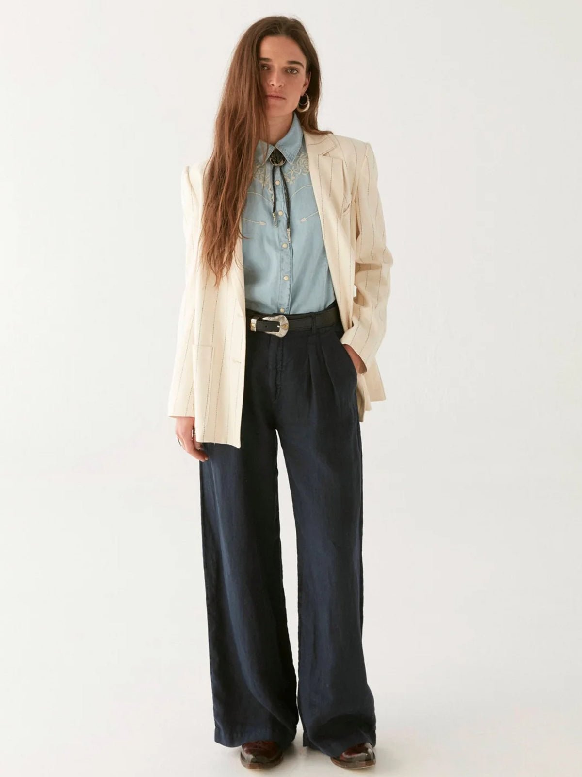 Maison Hotel Dallas Blouse Mustang Blue - Glebe Fashion