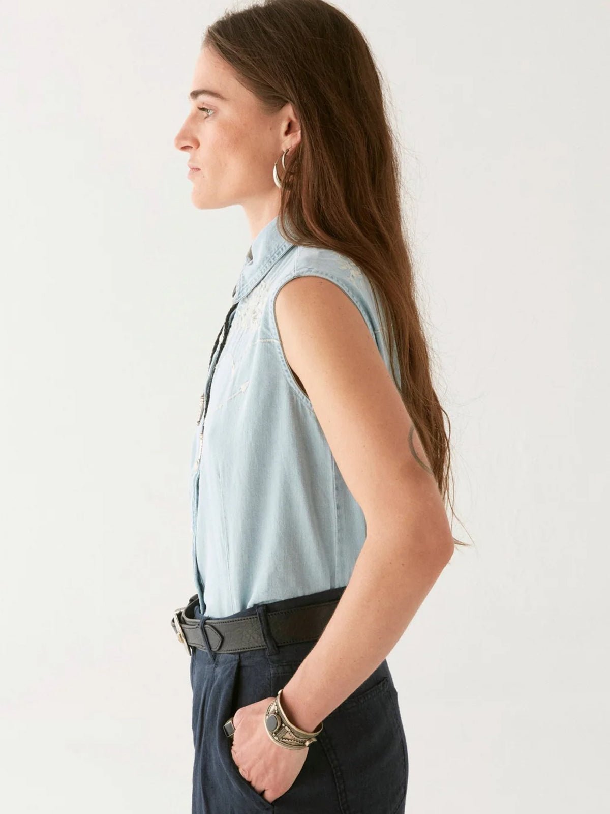 Maison Hotel Dallas Blouse Mustang Blue - Glebe Fashion