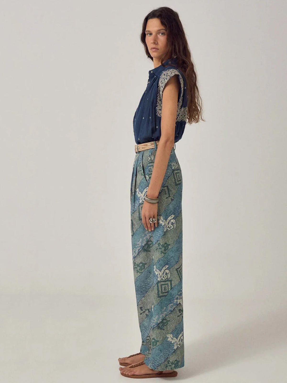 Maison Hotel Karina Sleeveless Shirt Deep River Blue - Glebe Fashion