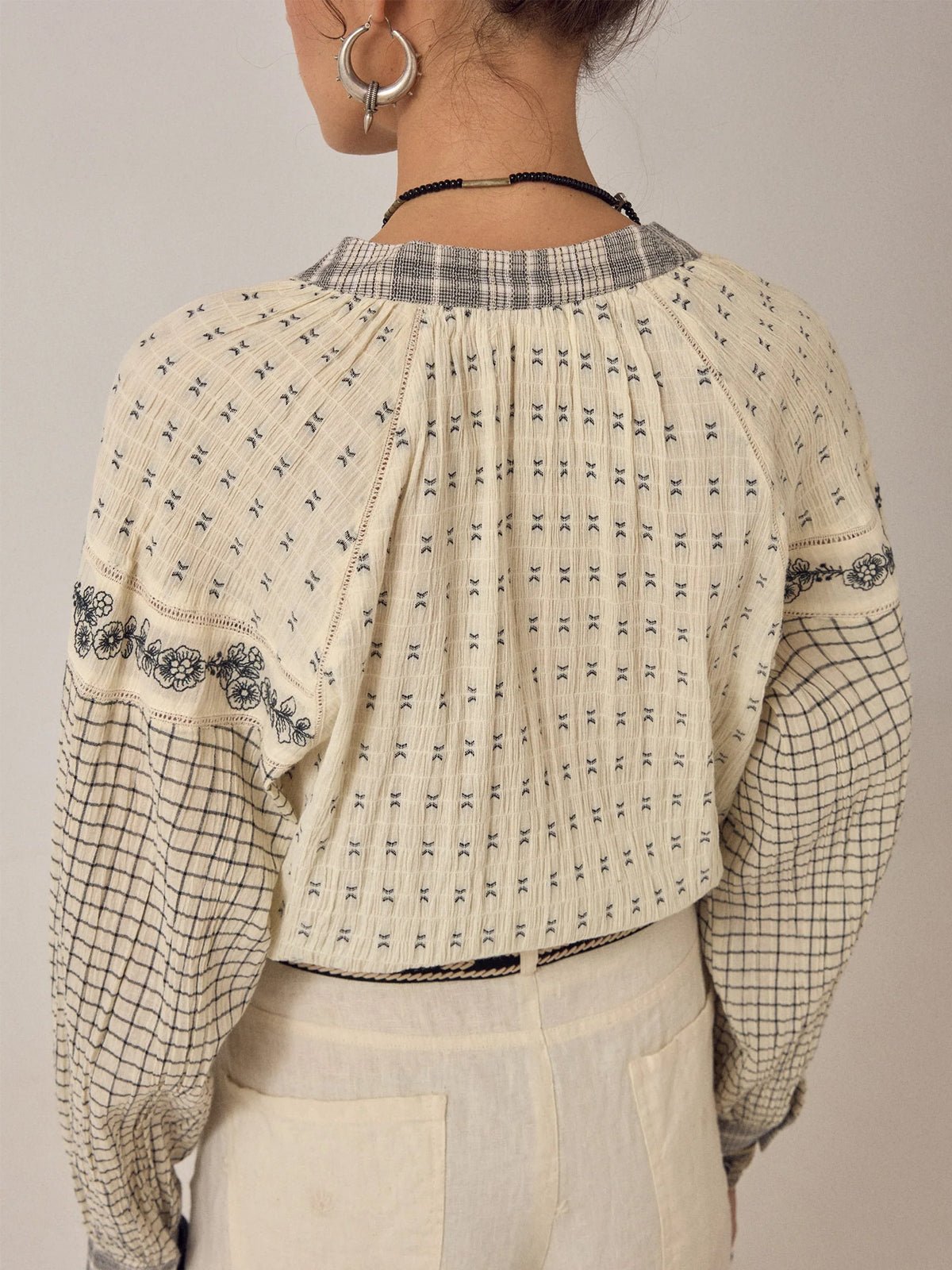 Maison Hotel Noemi Blouse Patchwork Notes - Glebe Fashion