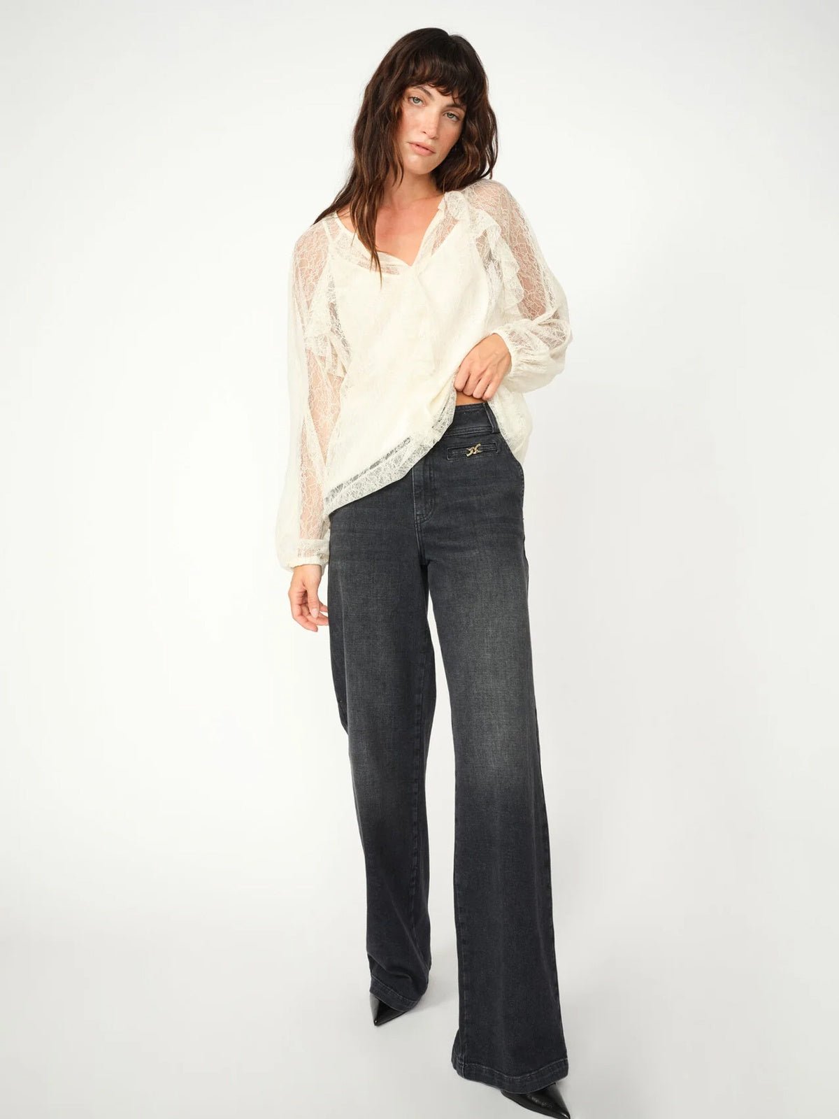 Mos Mosh Candia Peach Jeans Black - Glebe Fashion