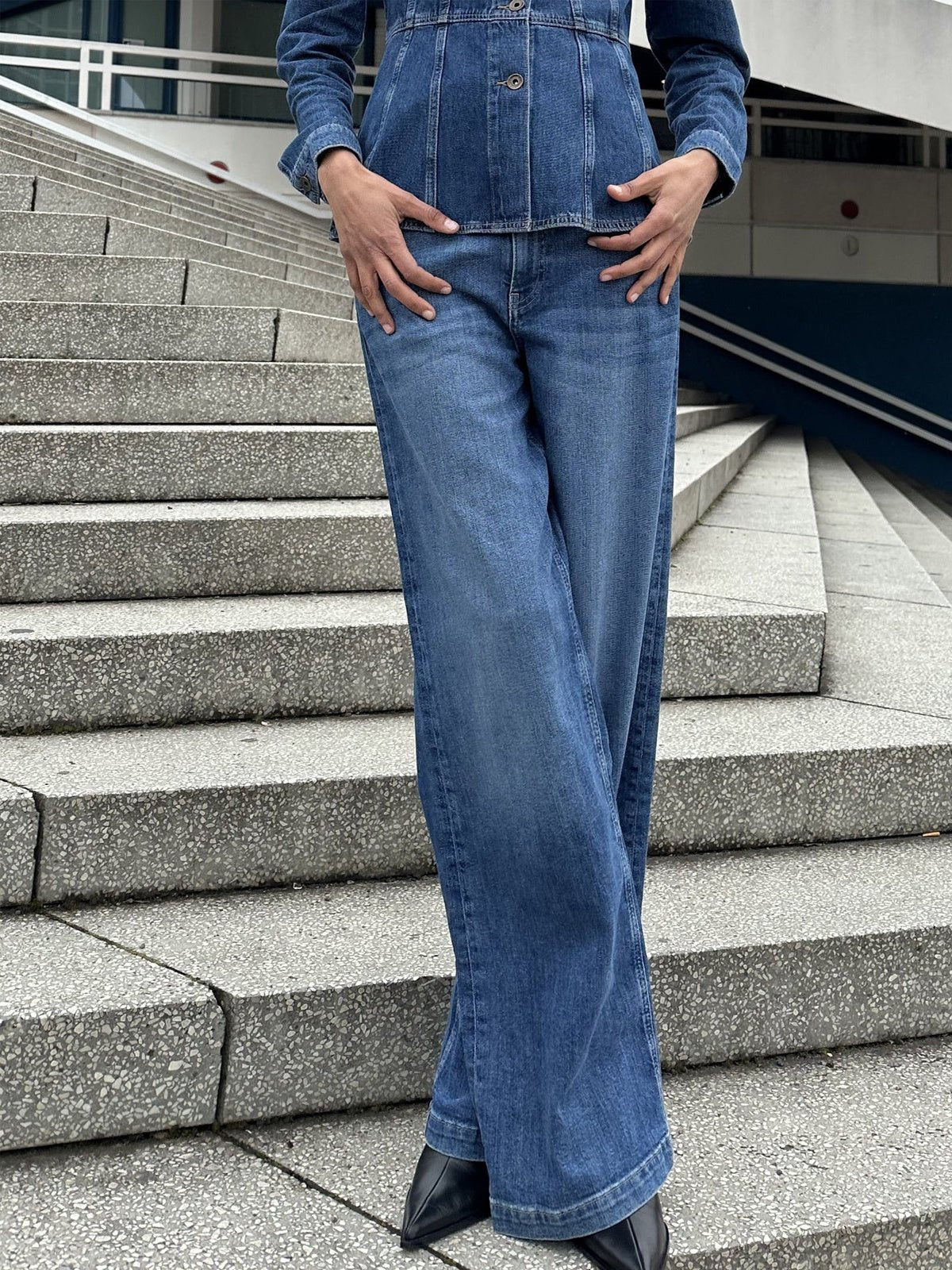 Mos Mosh Dara Deco Jeans Mid Blue - Glebe Fashion