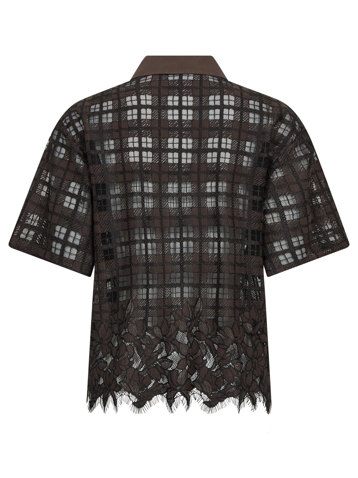 Mos Mosh Lia Checko Short Sleeve Lace Shirt - Glebe Fashion