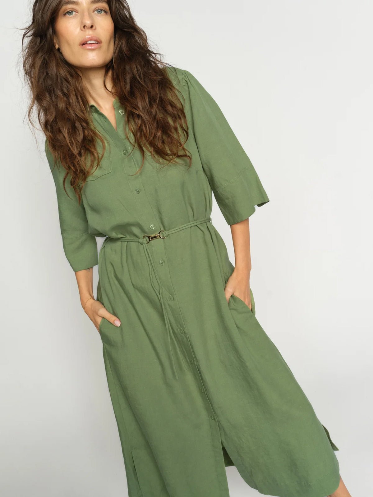 Mos Mosh MMRayas Alexis Dress Green - Glebe Fashion
