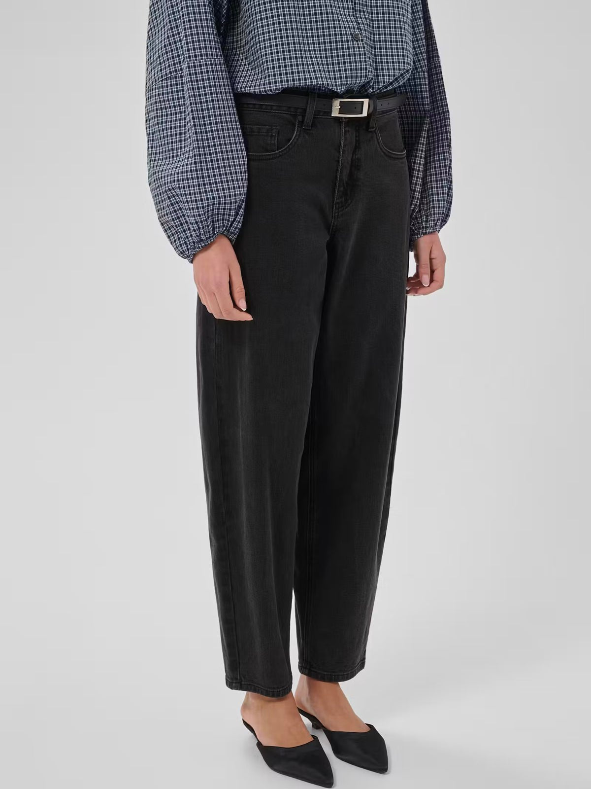 My Essential Wardrobe BalooMW Barrel Jeans Dark Grey - Glebe Fashion