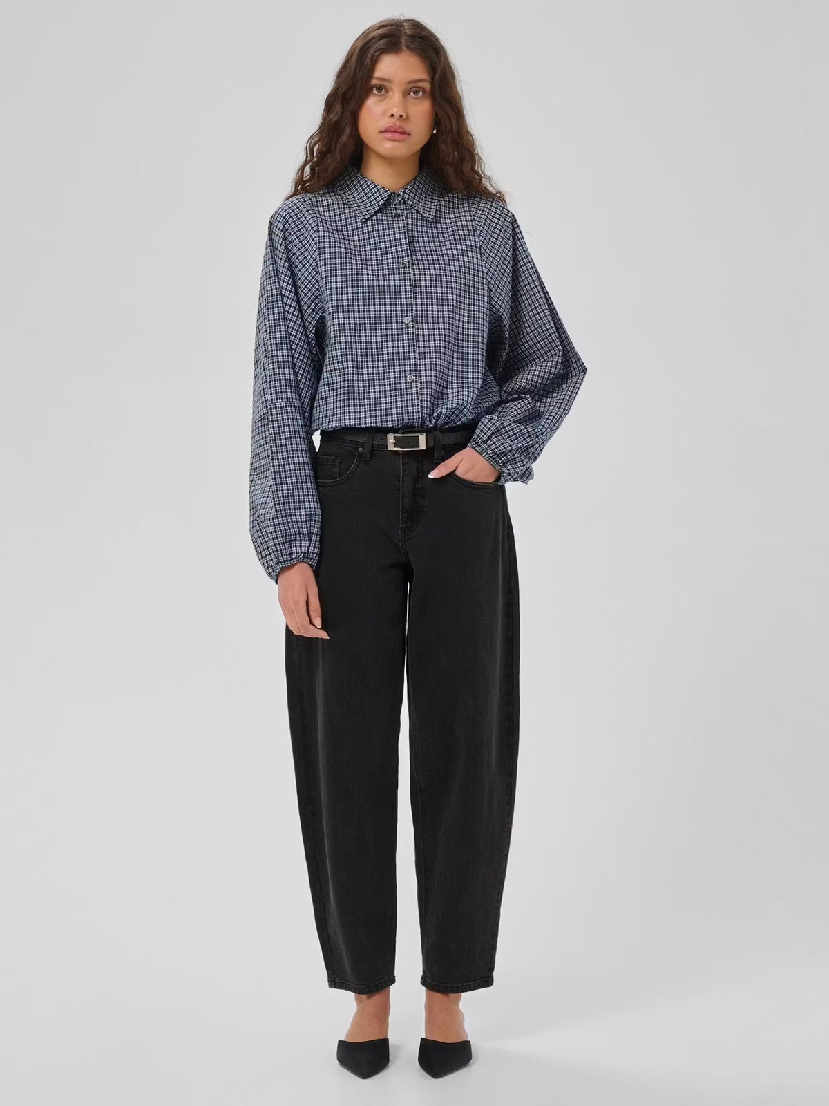 My Essential Wardrobe BalooMW Barrel Jeans Dark Grey - Glebe Fashion