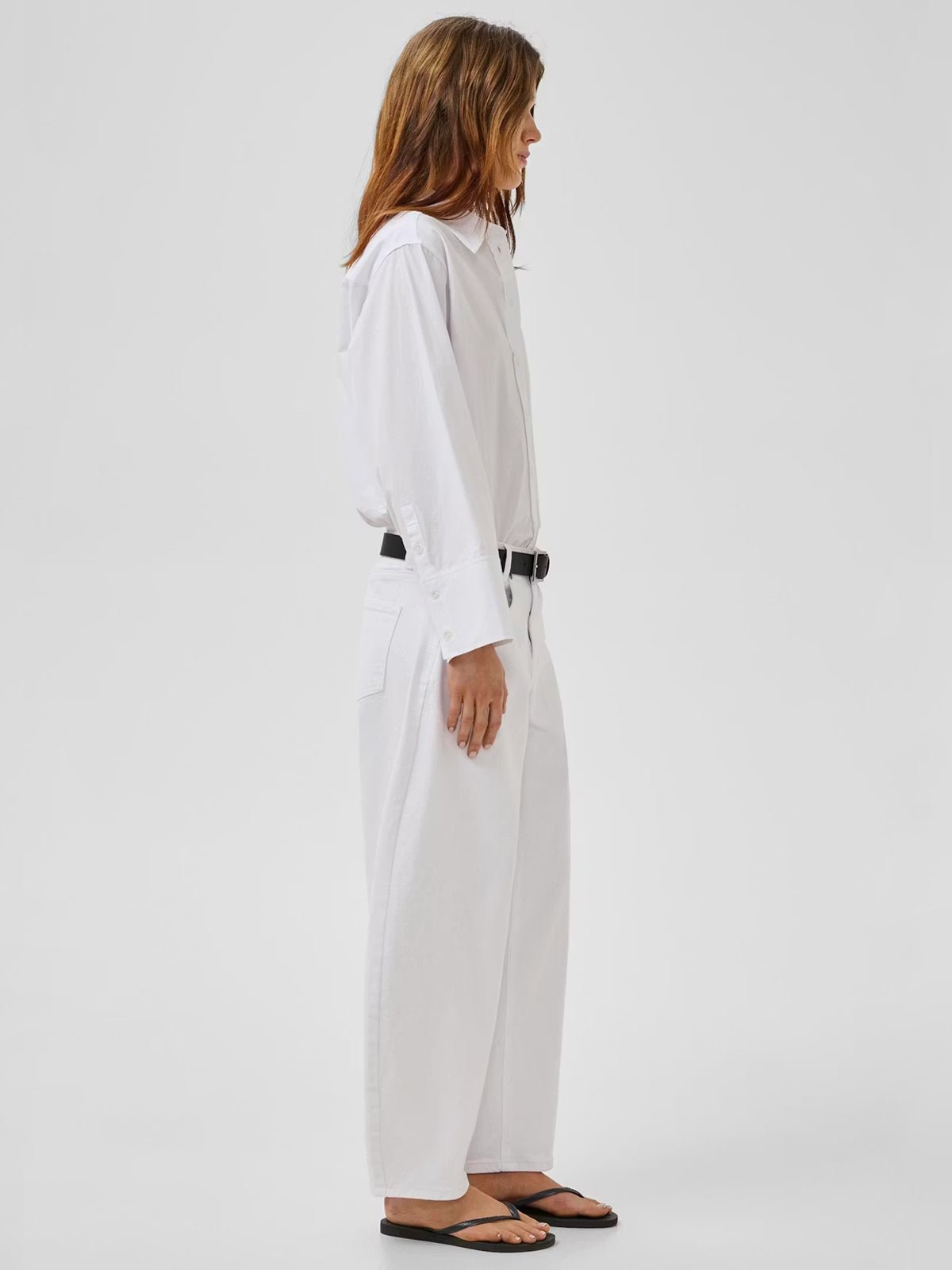 My Essential Wardrobe MWHottie Barrel Jeans Bright White Cotton - Glebe Fashion