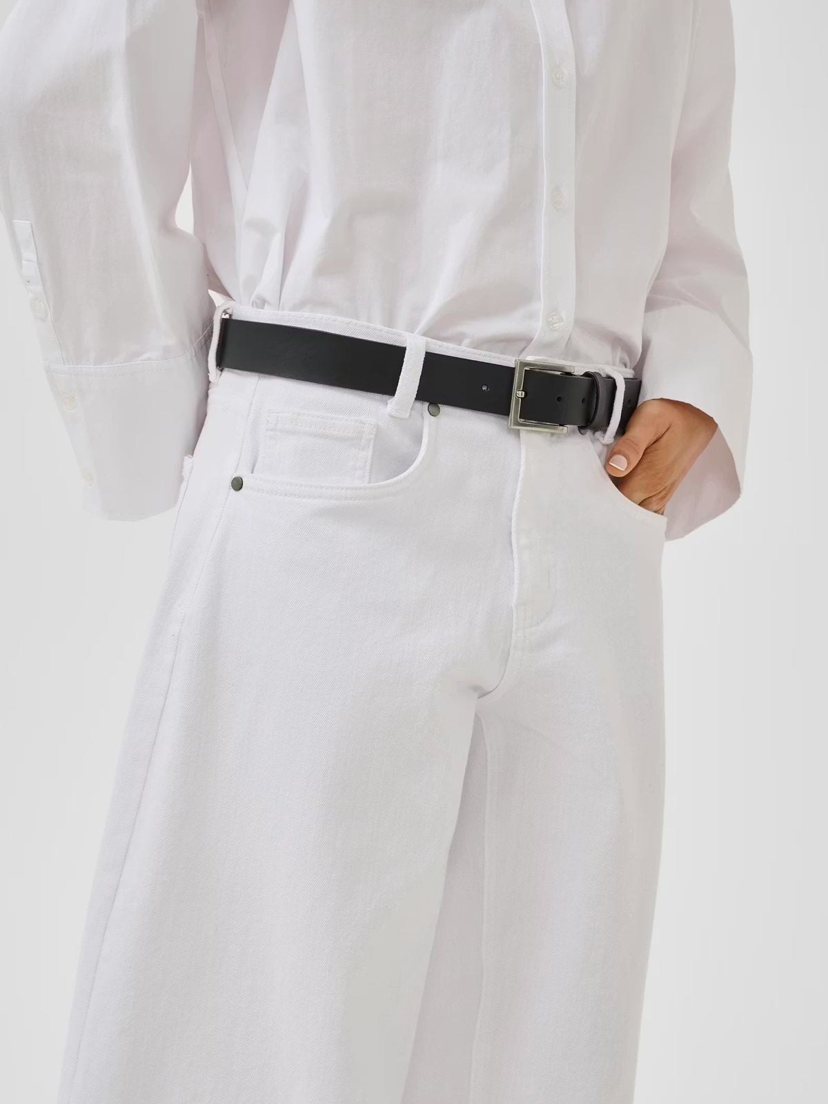 My Essential Wardrobe MWHottie Barrel Jeans Bright White Cotton - Glebe Fashion
