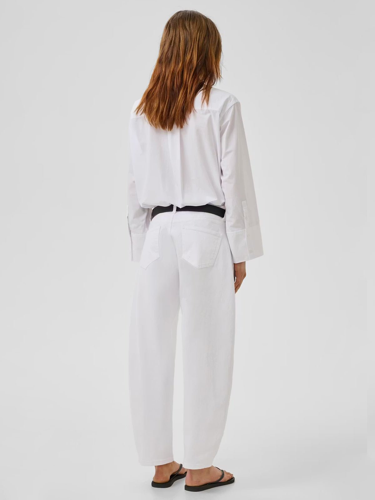 My Essential Wardrobe MWHottie Barrel Jeans Bright White Cotton - Glebe Fashion