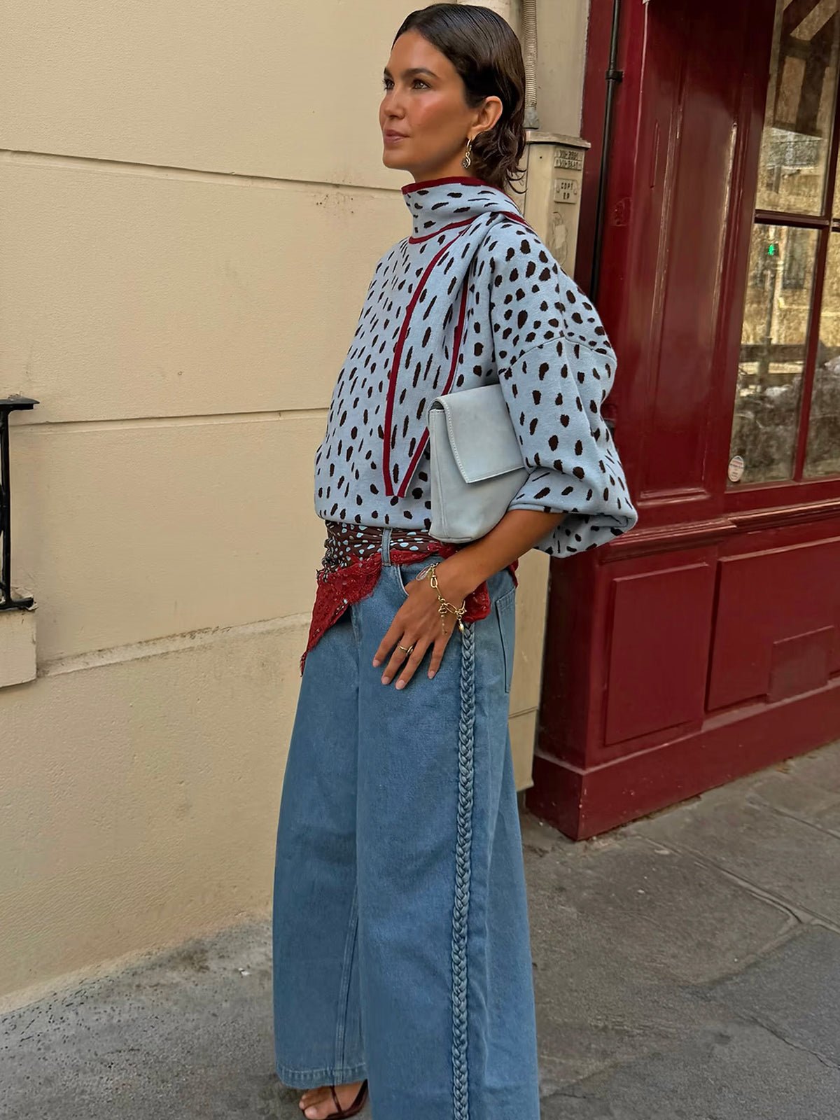 Never Fully Dressed Blue Deer Scarf Jumper - Glebe Fashion