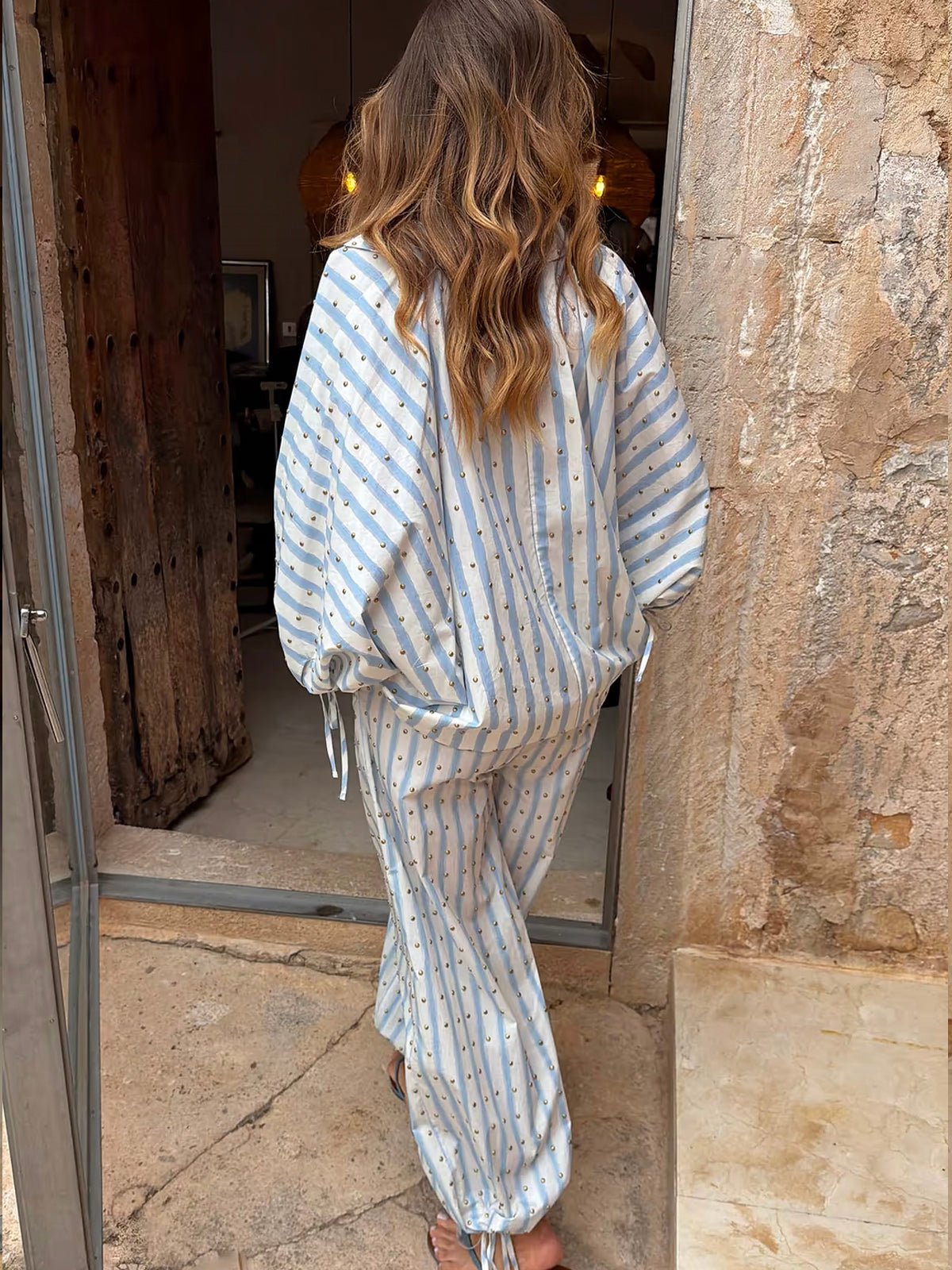 Never Fully Dressed Blue Stripe Cara Shirt - Glebe Fashion
