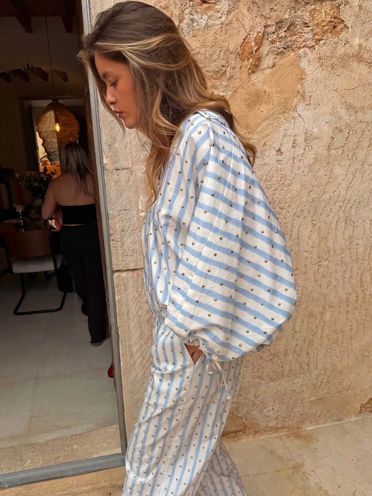 Never Fully Dressed Blue Stripe Cara Shirt - Glebe Fashion