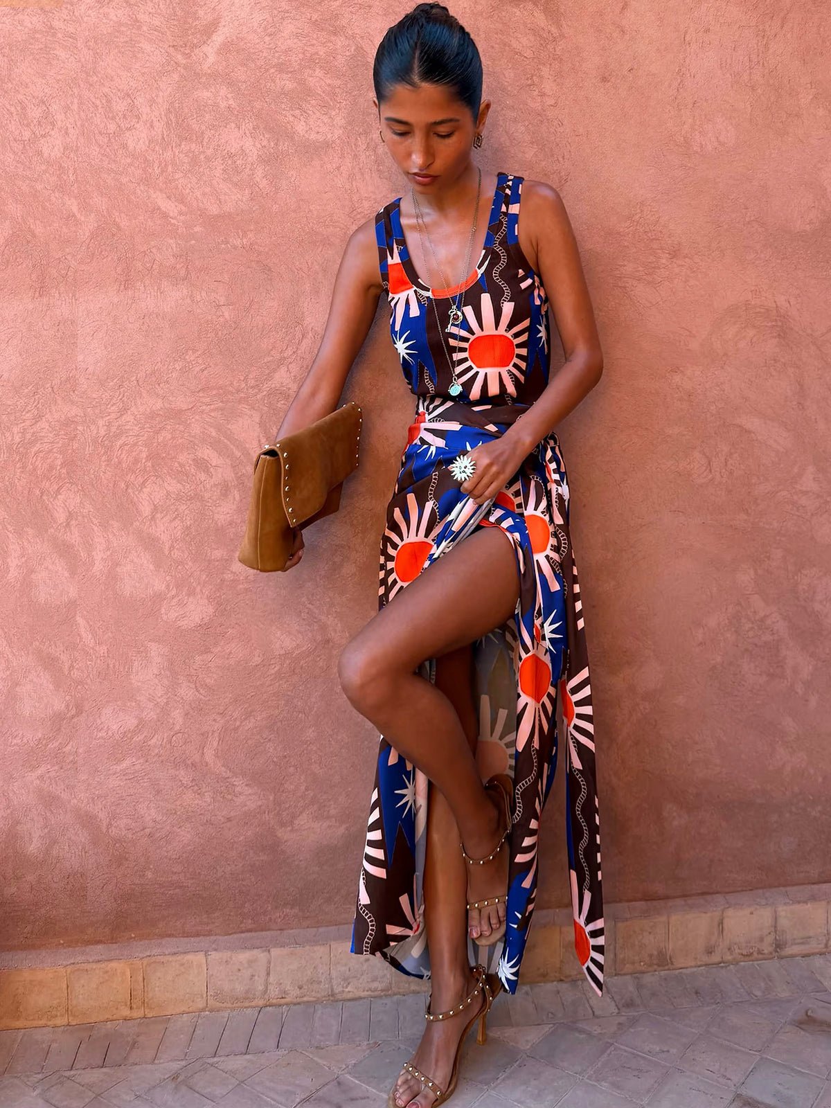 Never Fully Dressed Chocolate and Blue Sun Jaspre Skirt - Glebe Fashion