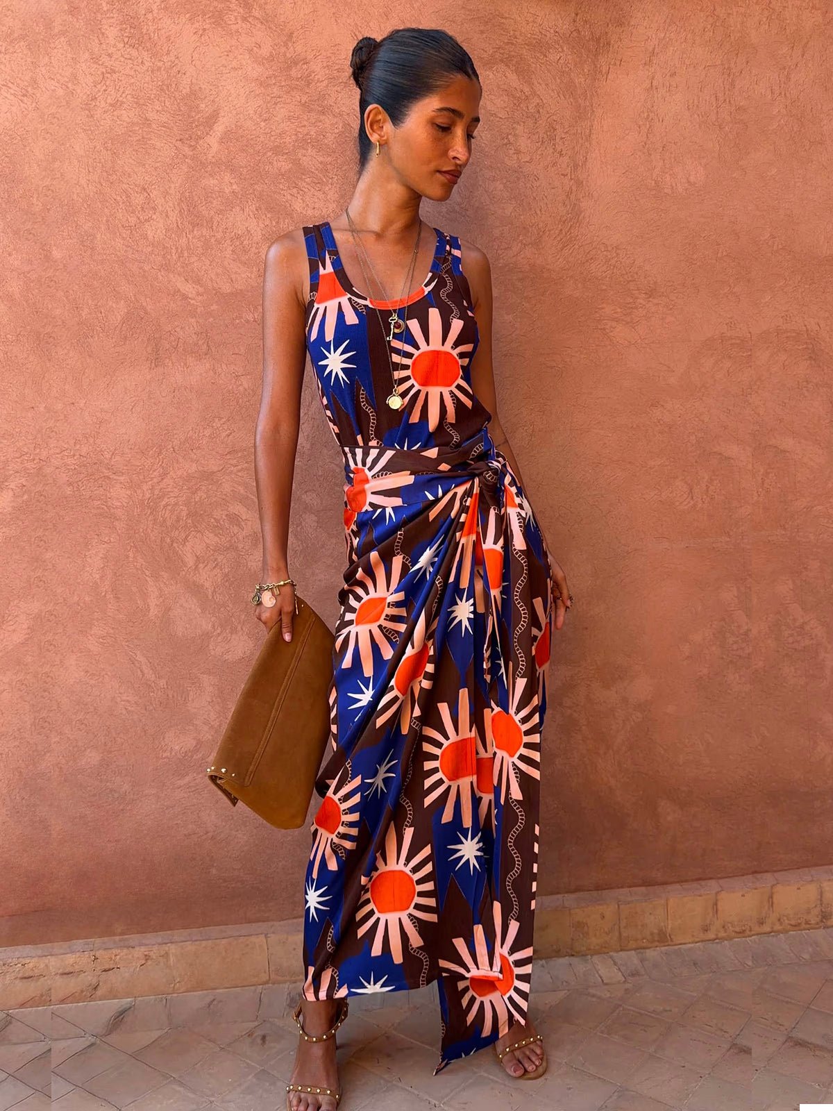 Never Fully Dressed Chocolate and Blue Sun Jaspre Skirt - Glebe Fashion