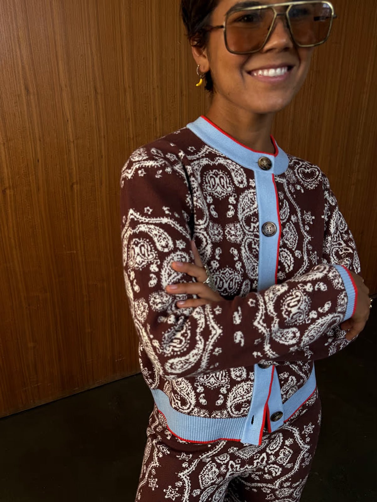 Never Fully Dressed Chocolate Bandana Holly Cardigan - Glebe Fashion